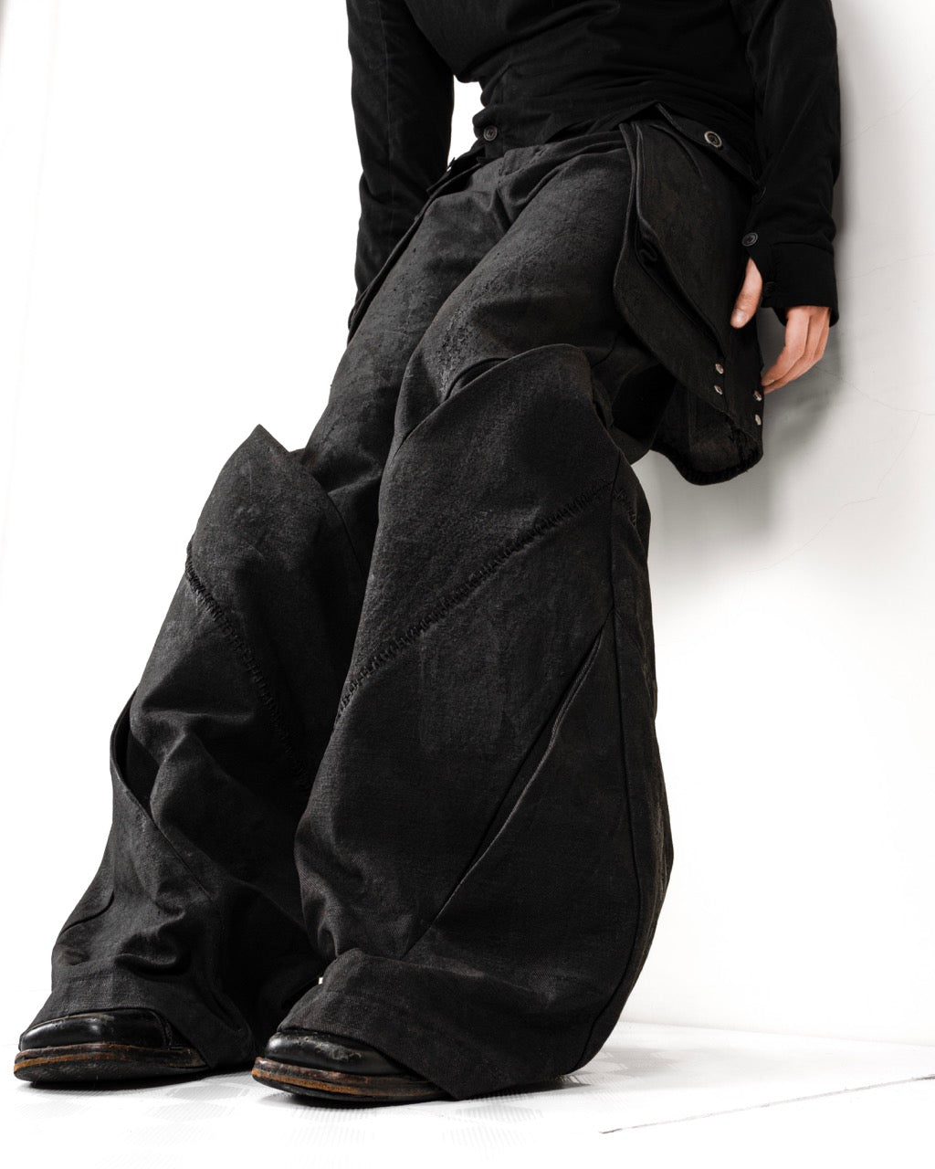 【HARDBOILED】"Charcoal" Waxed Denim Flare