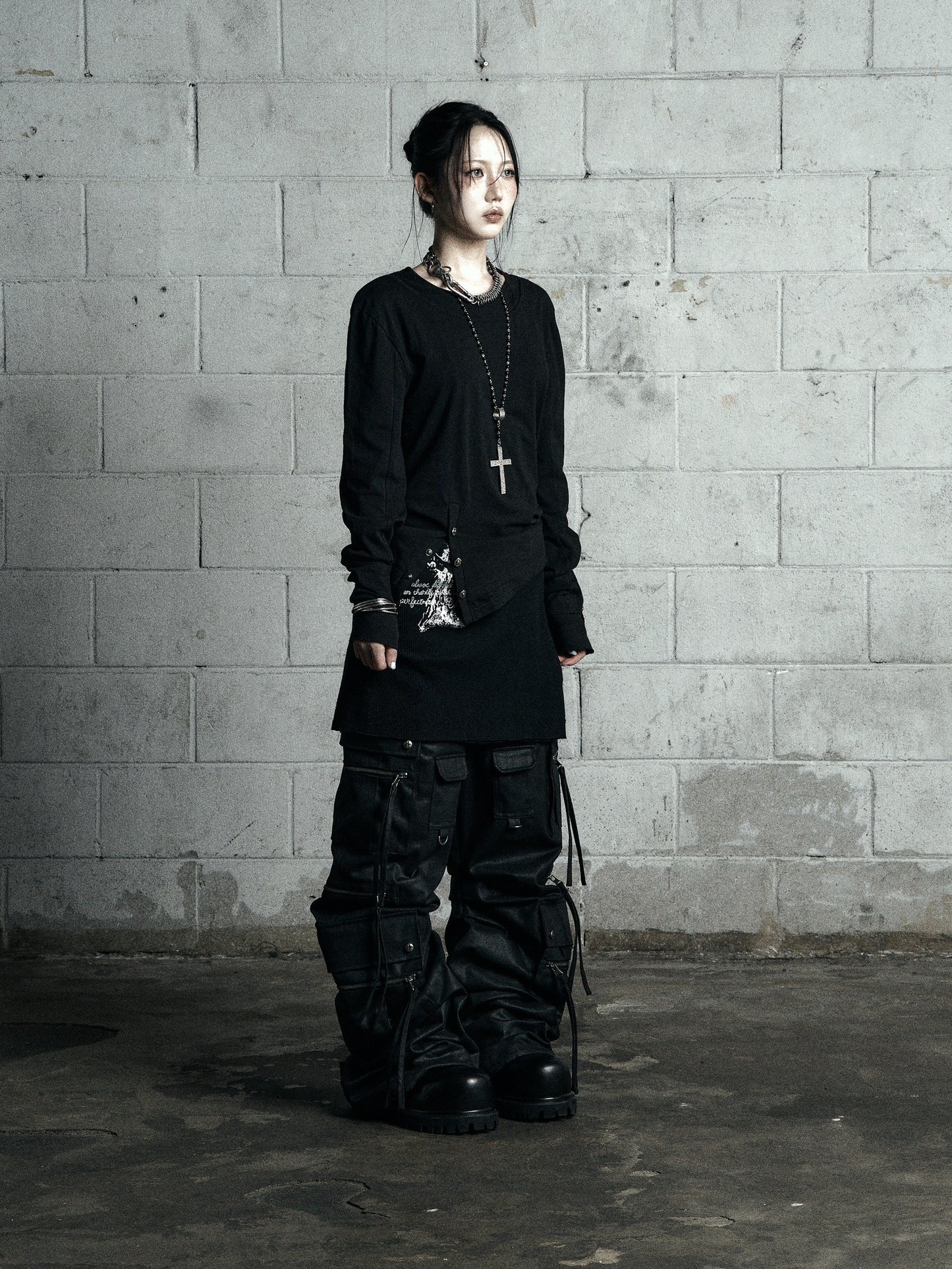 【ROSEN KREUZ】BTIGHT FIT LAYERED LONG SLEEVES BLACK