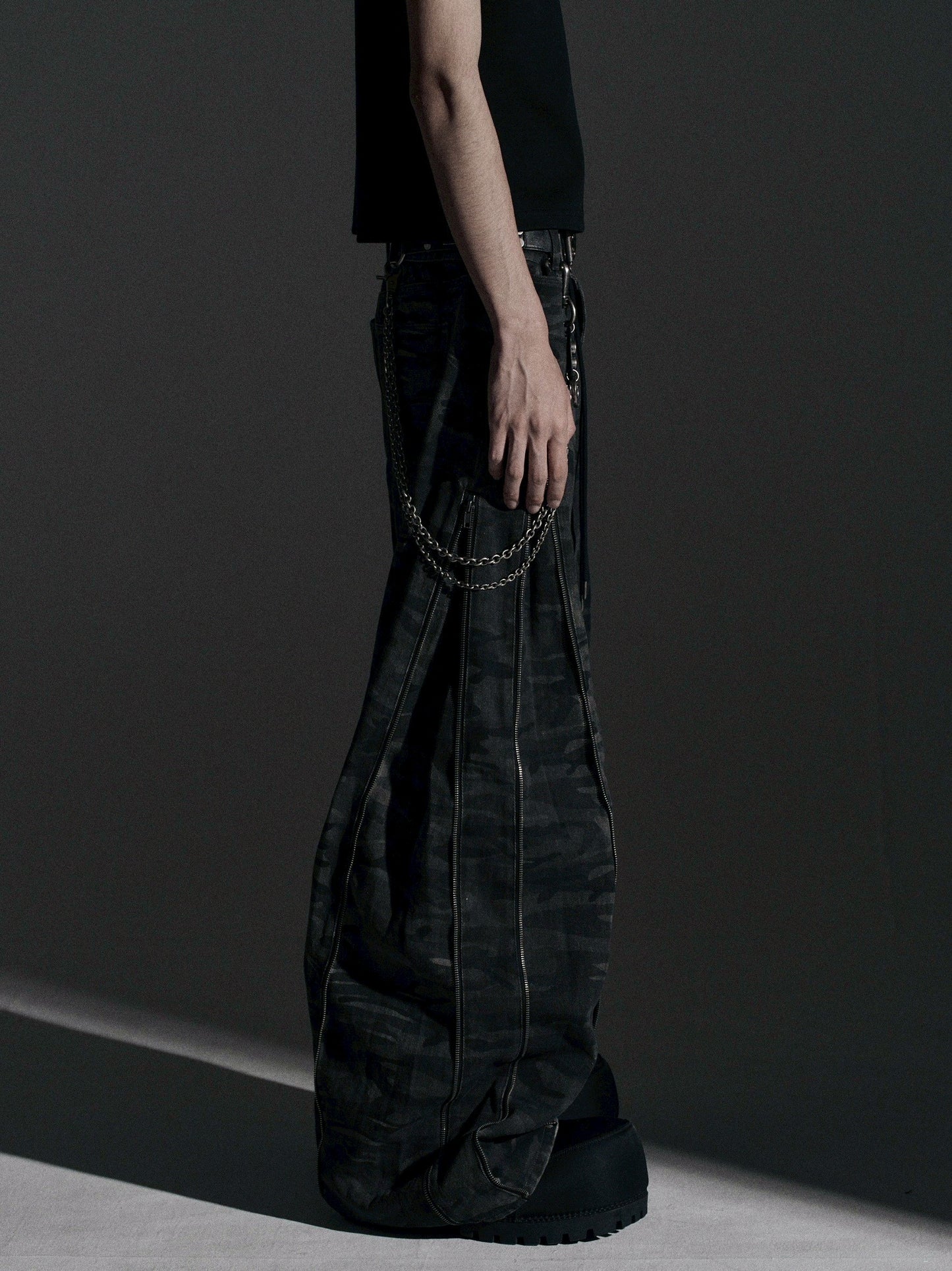 【ROSEN KREUZ】ZIP WIDE BAGGY PANTS (CAMOU)
