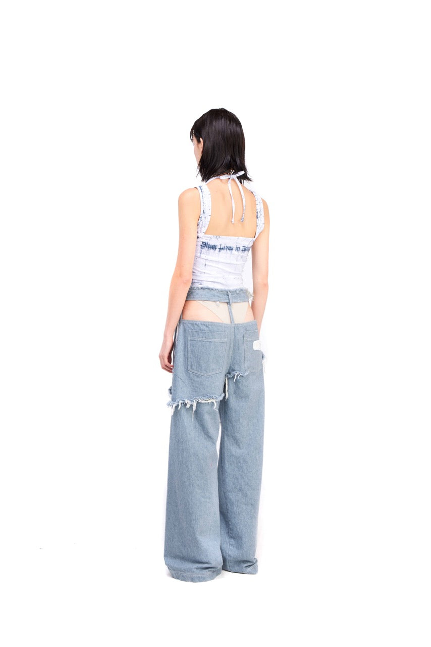 【BLR BLUER】 PRINTED WHITE SLEEVELESS White