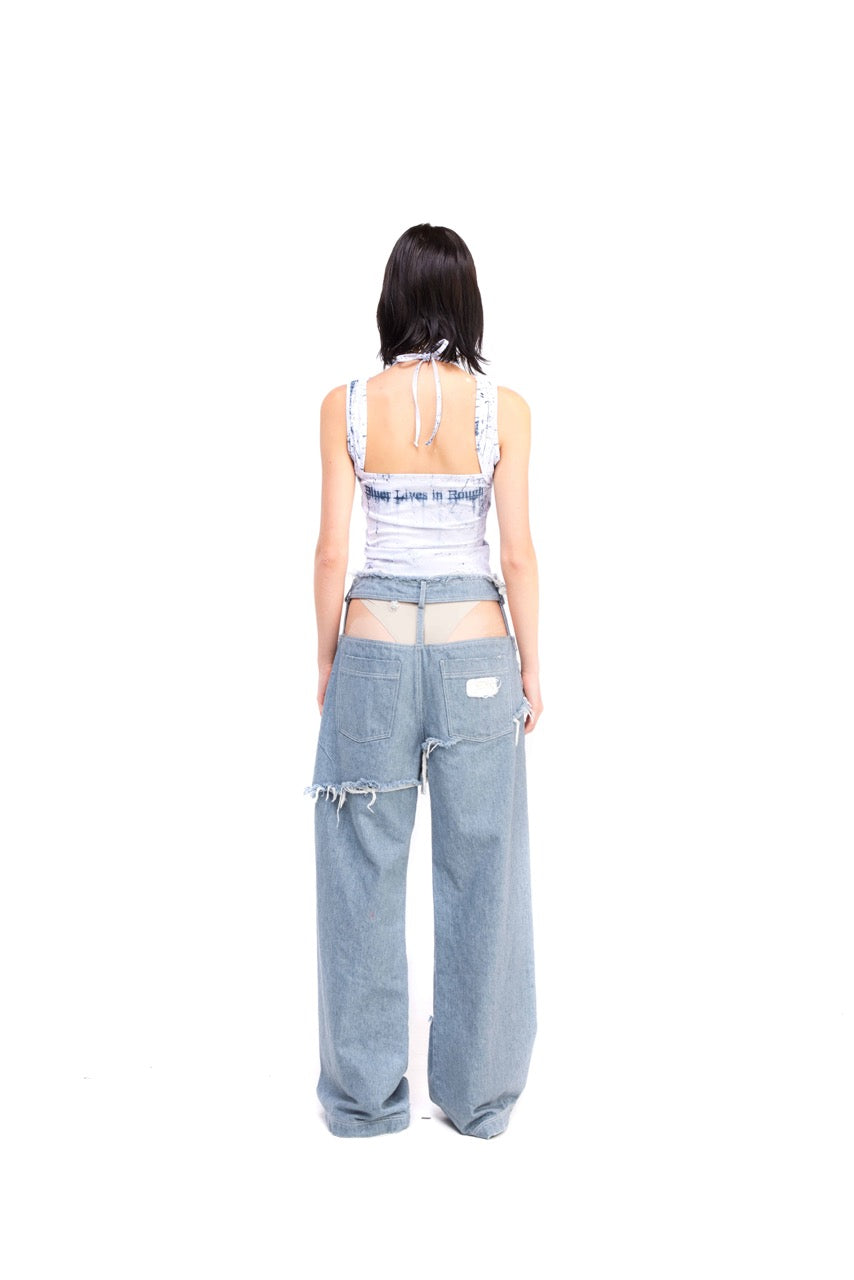 【BLR BLUER】 PRINTED WHITE SLEEVELESS White