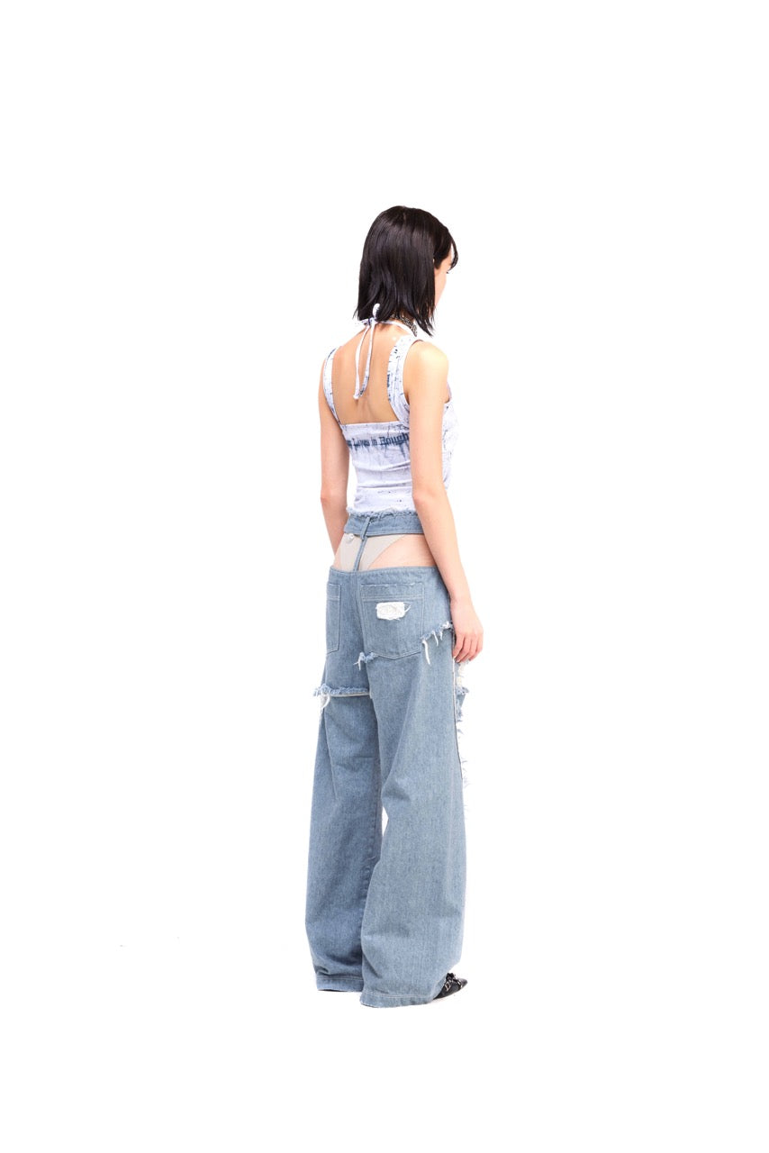【BLR BLUER】 PRINTED WHITE SLEEVELESS White