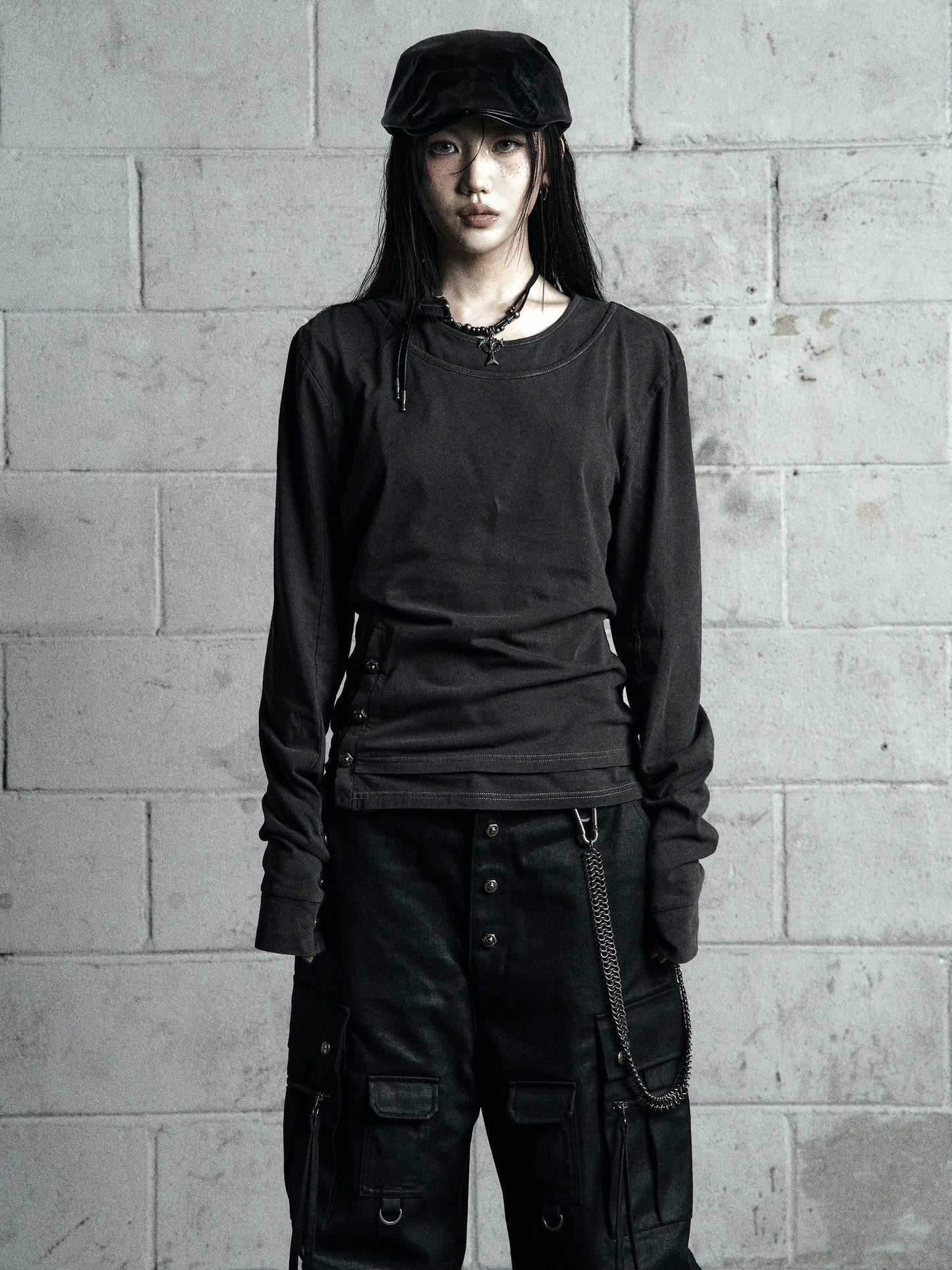 【ROSEN KREUZ】BTIGHT FIT LAYERED LONG SLEEVES GRAY