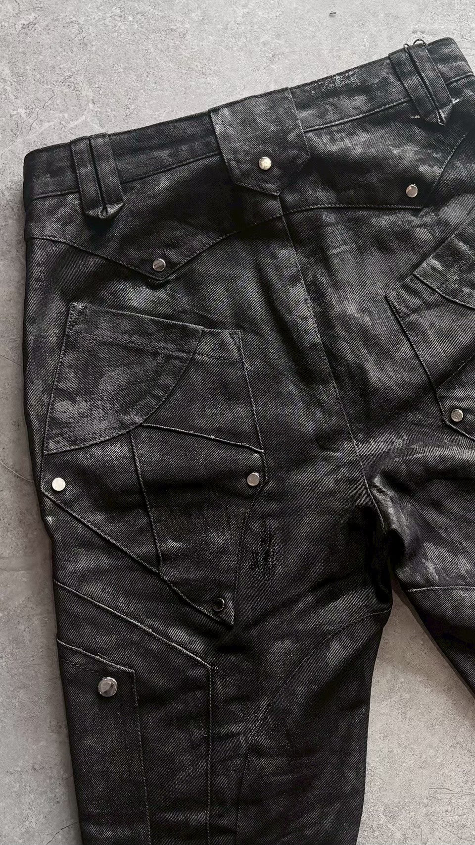 【RICH】 Dark Knight Flare Waxed Pants