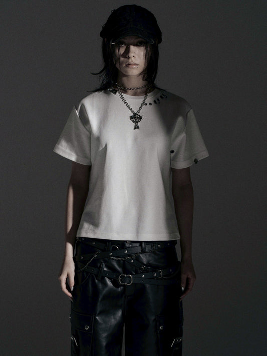 【ROSEN KREUZ】TIGHT FIT PIERCE CUSTOM TEE (White)