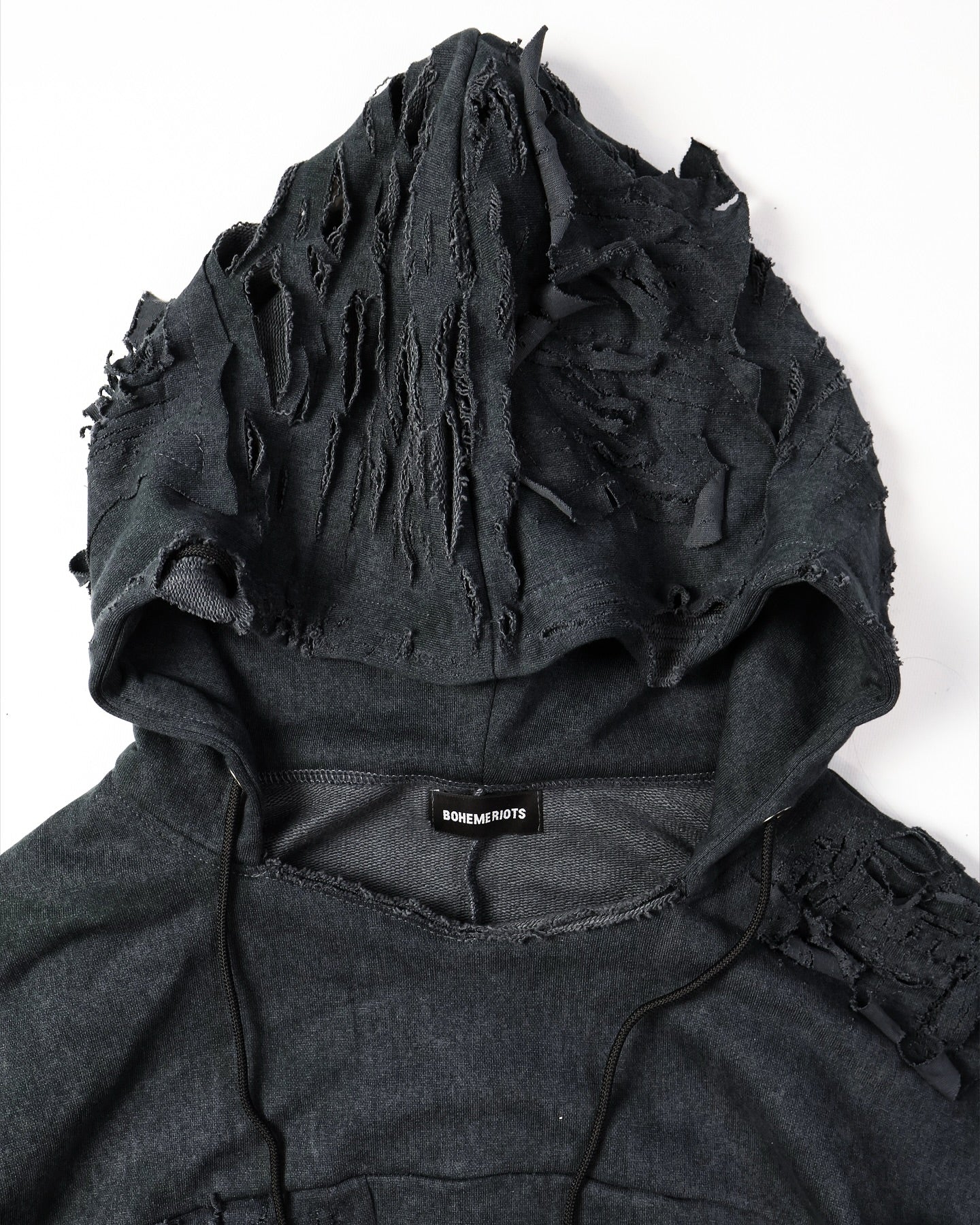 【BOHEME RIOTS】"GEN-2 PATCHED THRASHED HOODIE