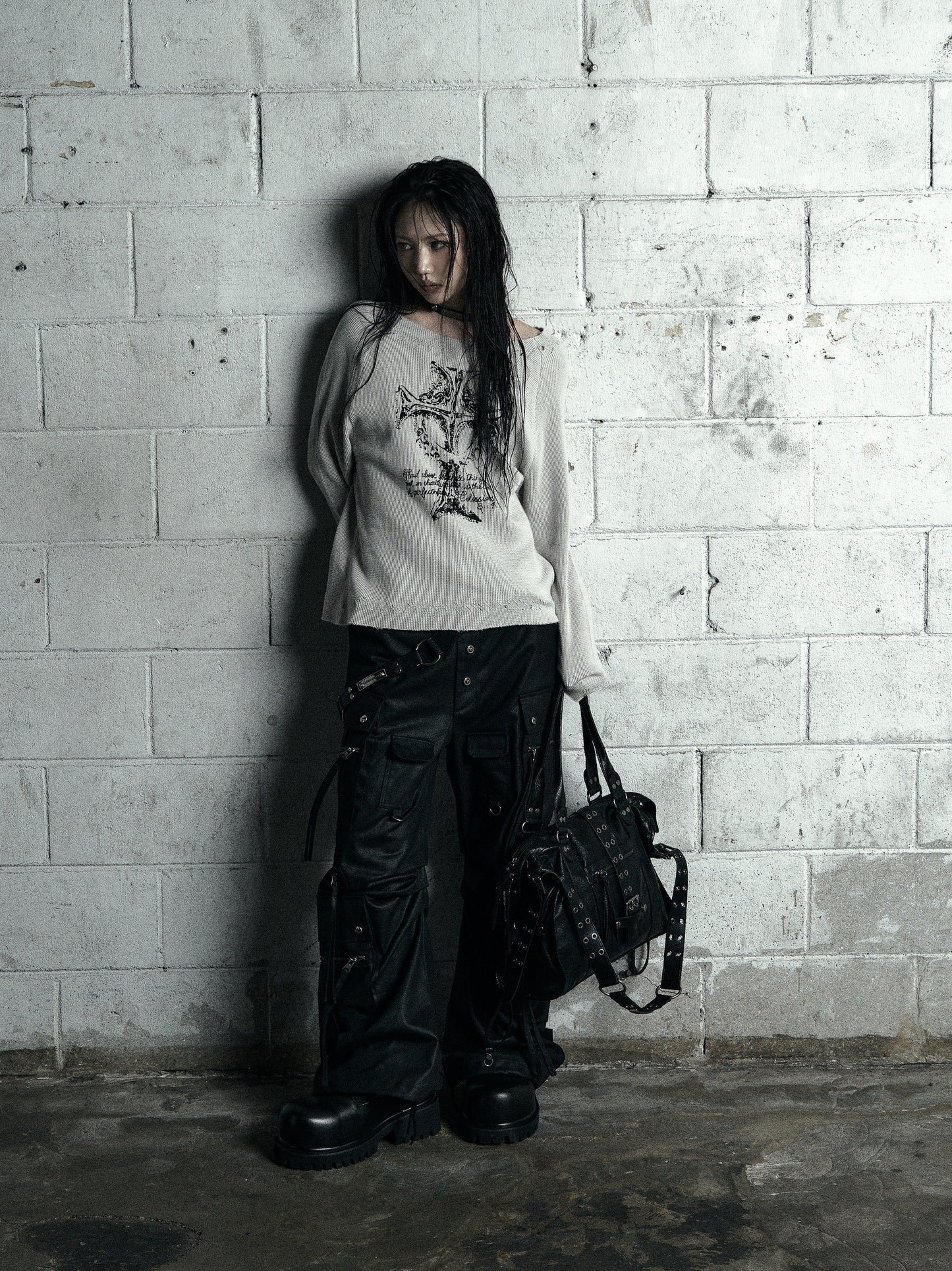 【ROSEN KREUZ】VINTAGE WAFFLE KNIT WHITE