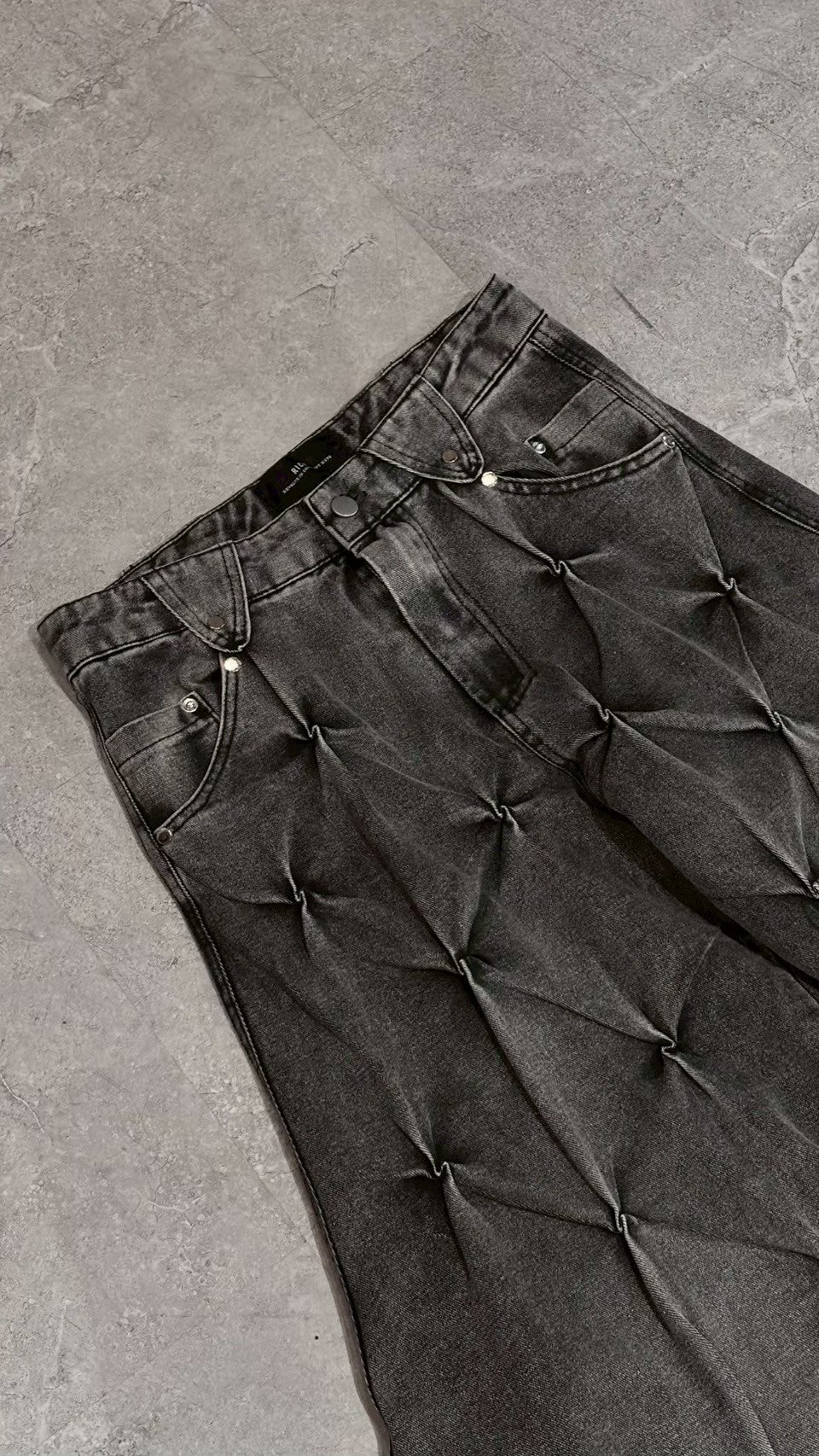 【RICH】Grey Wash Wide Denim Pants