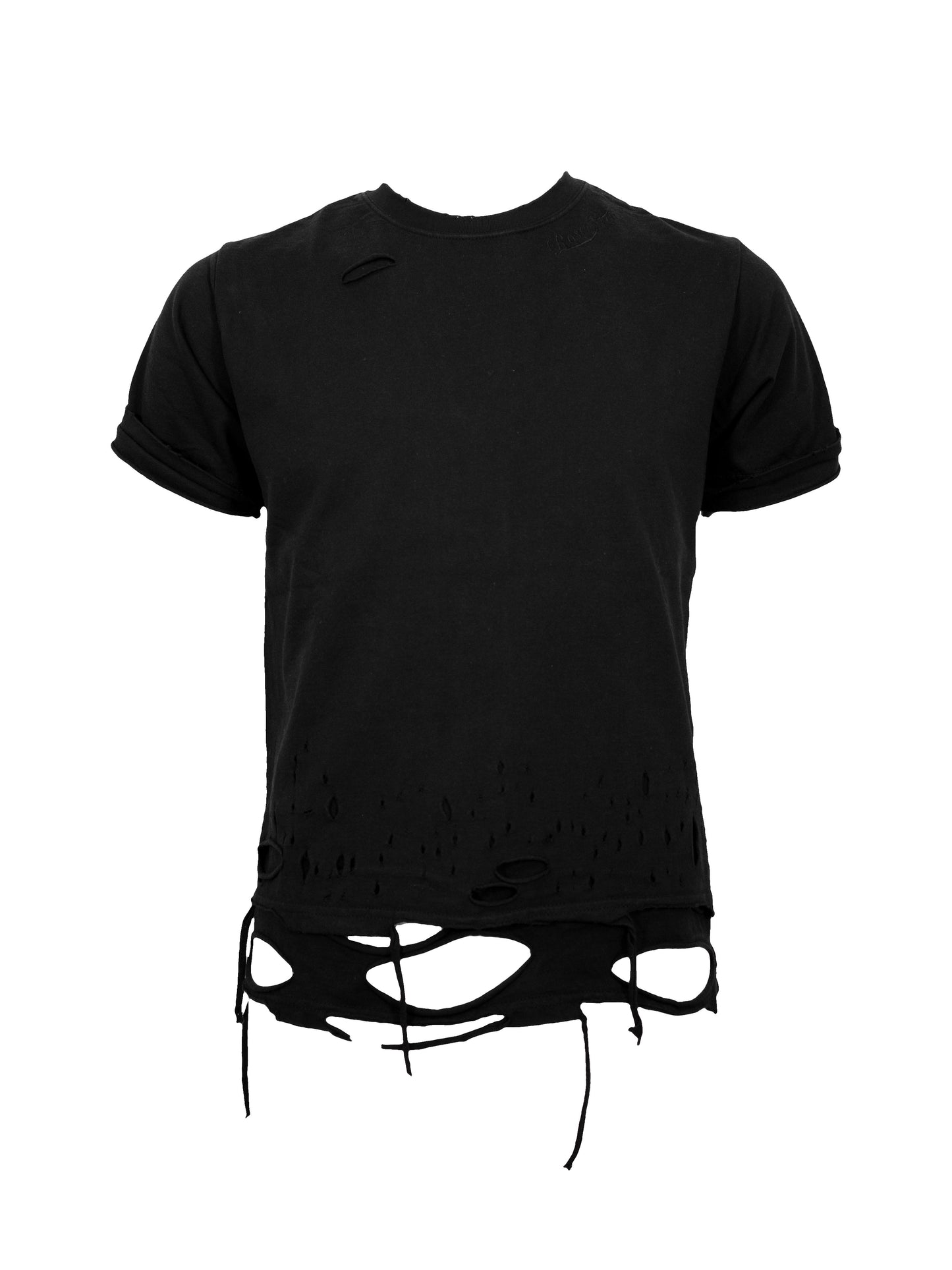 【ROSEN KREUZ】BOXY FIT LAYERED DAMAGE TEE (Black)
