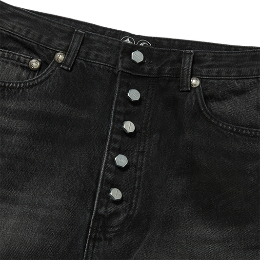 【THUG CLUB】Mohican Leather Denim Pants