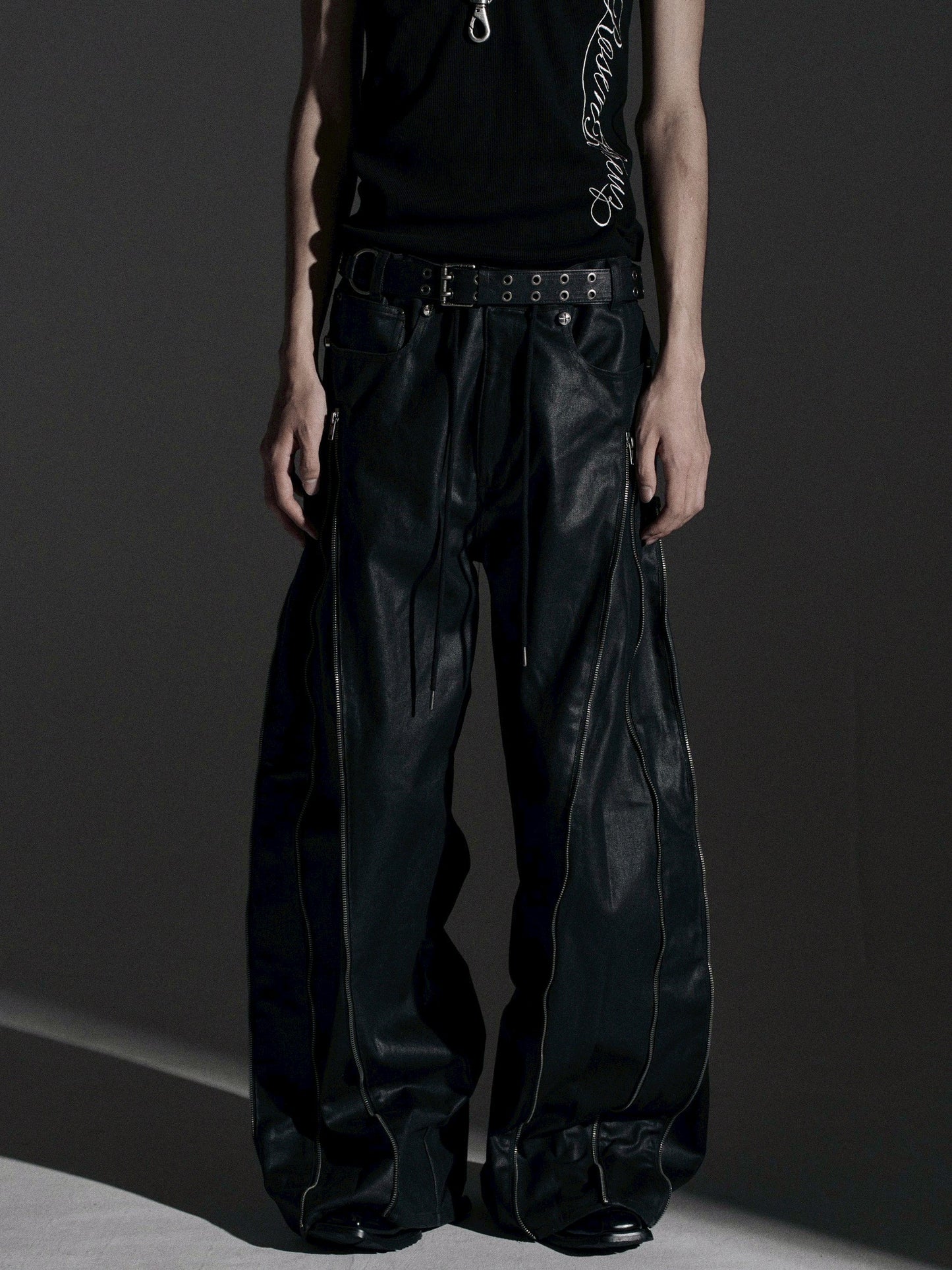 【ROSEN KREUZ】ZIP WIDE BAGGY PANTS (COATING)