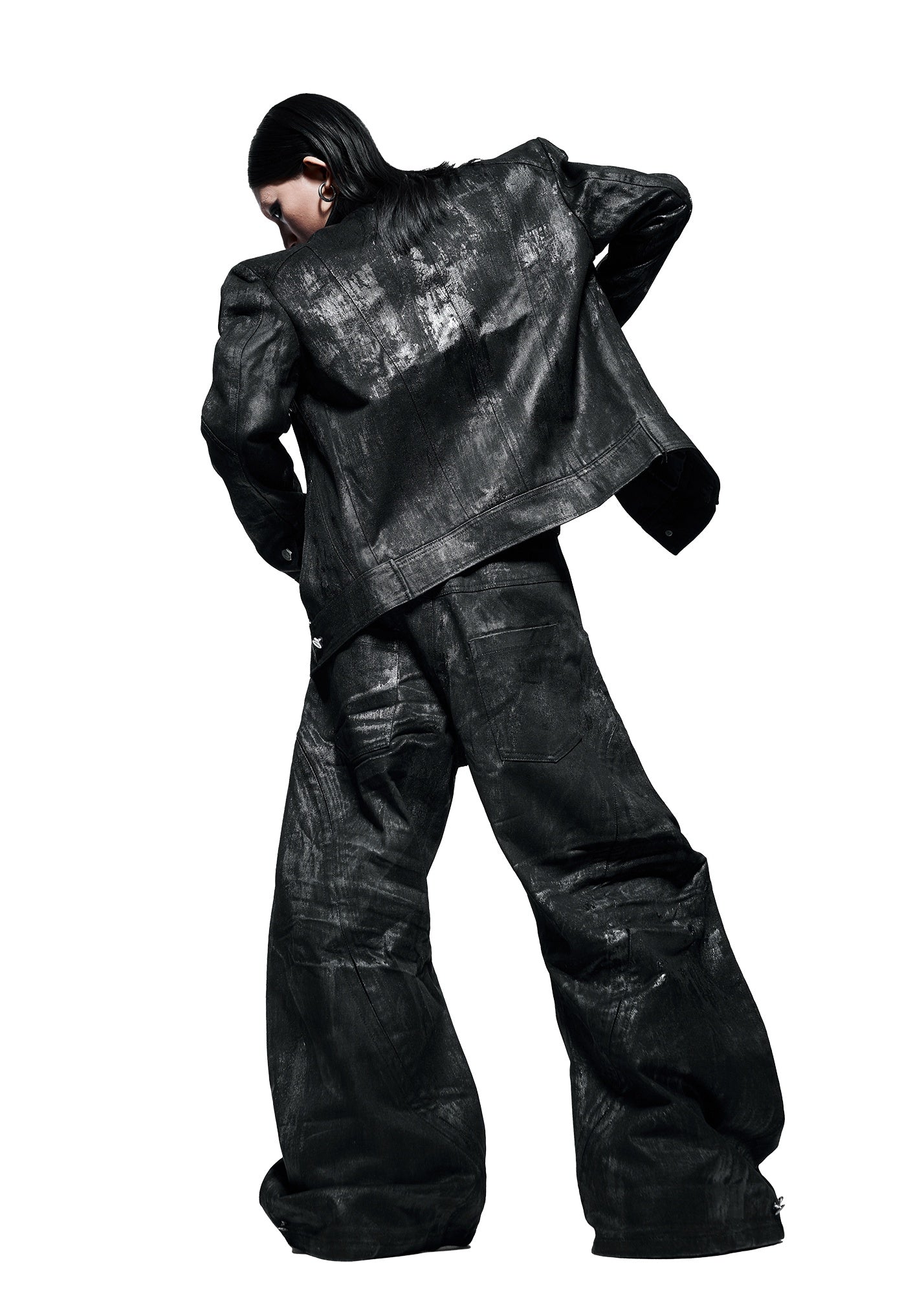 【RICH】Black Waxed Denim Jacket