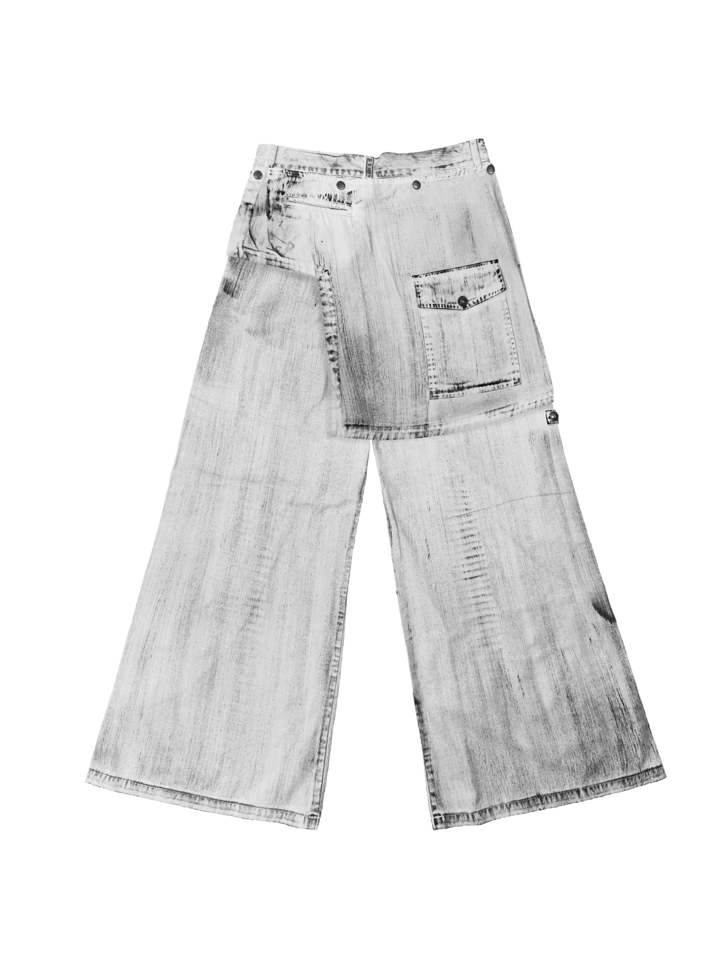 【ROSEN KREUZ】DOCKING SKIRT FLARE WIDE PANTS ( WASHED WHITE)