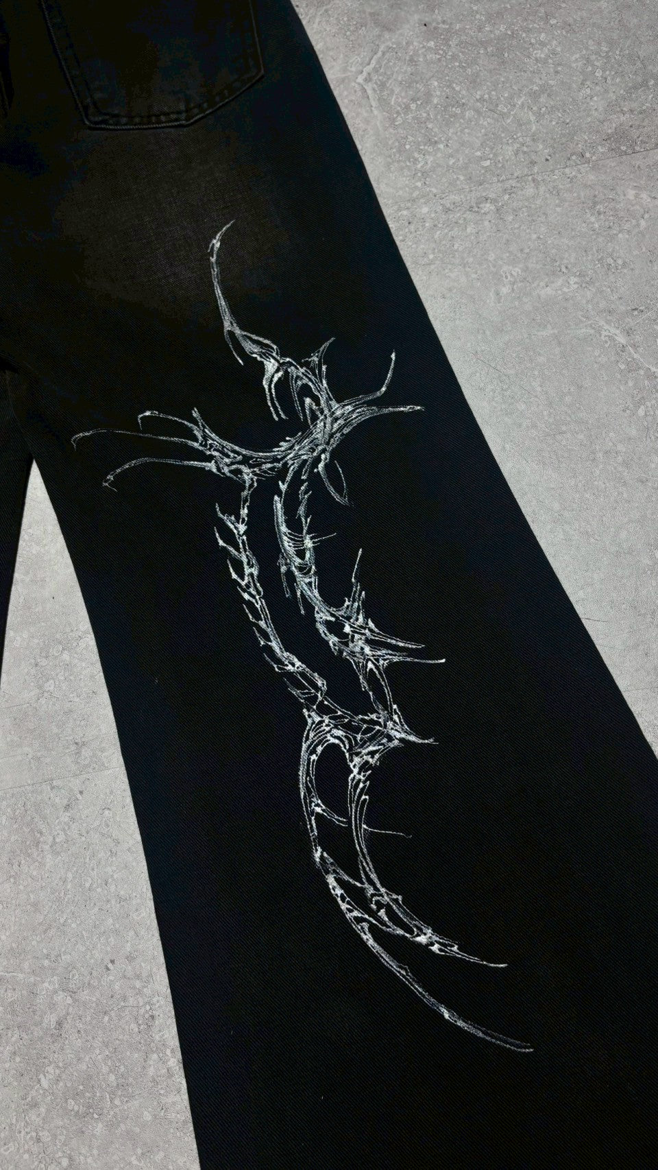 【XIVX】HANDPAINTED "Cyberpsychosis“ FLARED DENIM