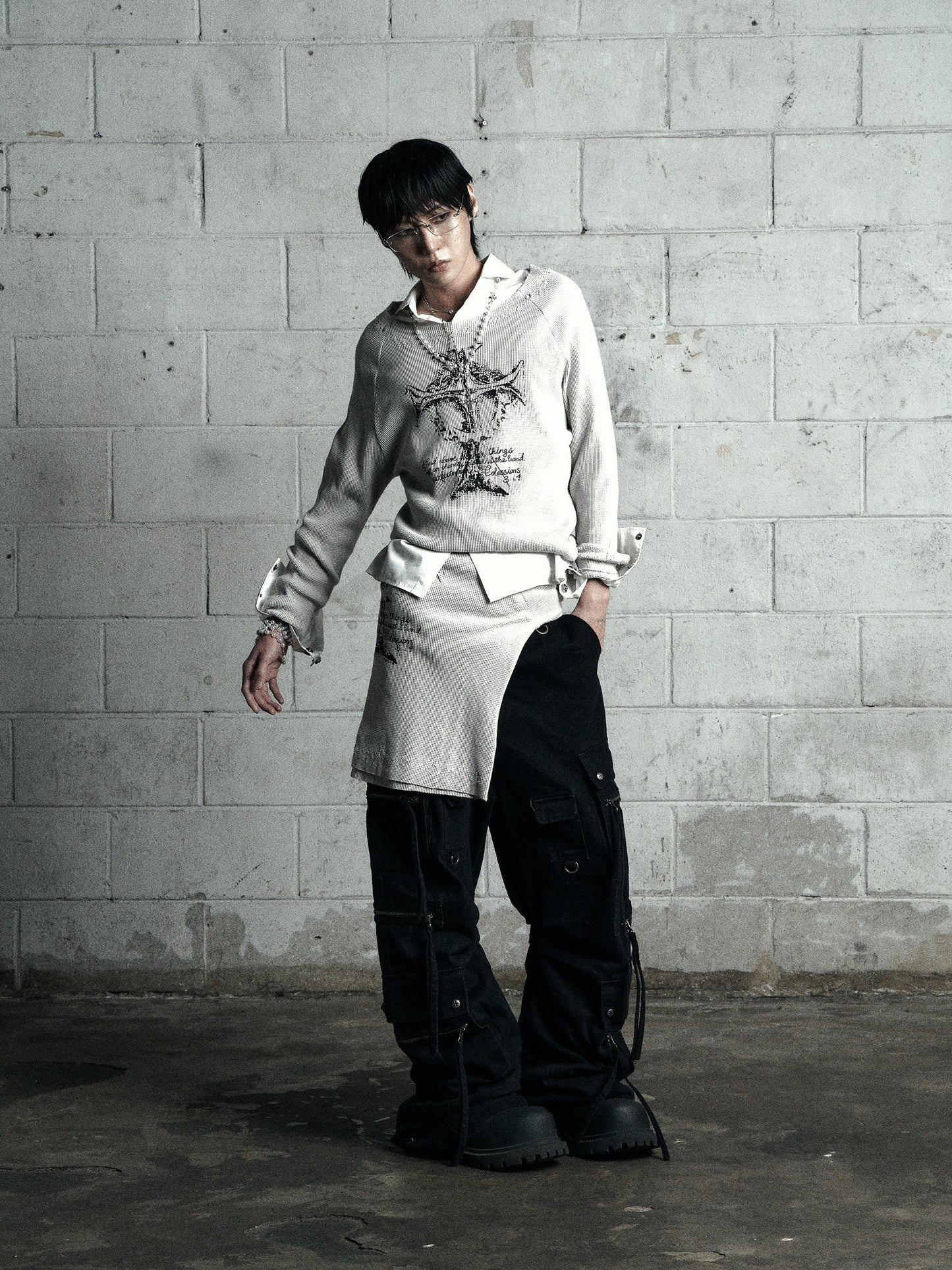 【ROSEN KREUZ】VINTAGE WAFFLE KNIT WHITE