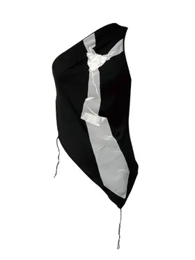 【JENN LEE】Drunk Tie One Shoulder Vest