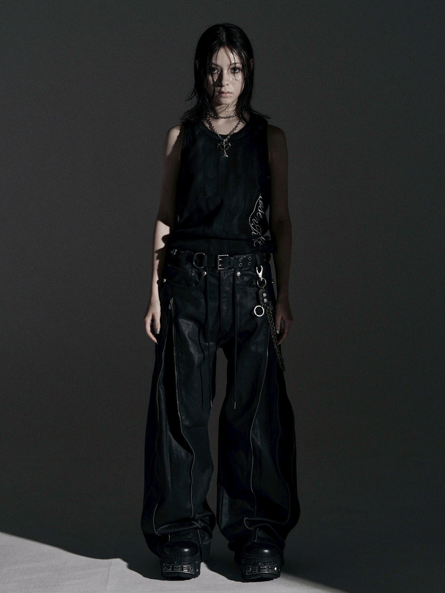 【ROSEN KREUZ】ZIP WIDE BAGGY PANTS (COATING)