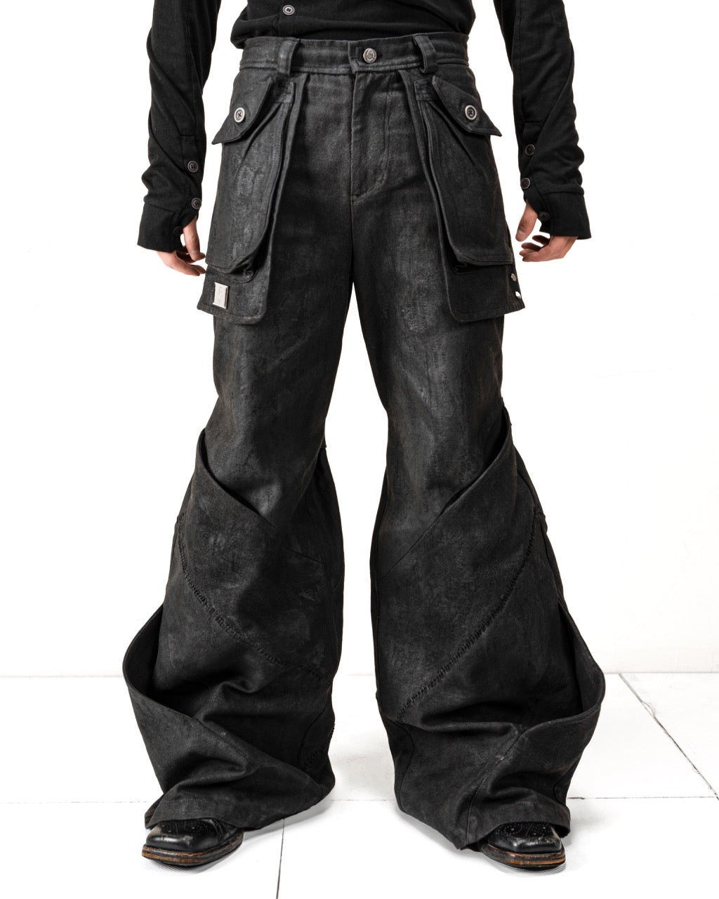 【HARDBOILED】"Charcoal" Waxed Denim Flare