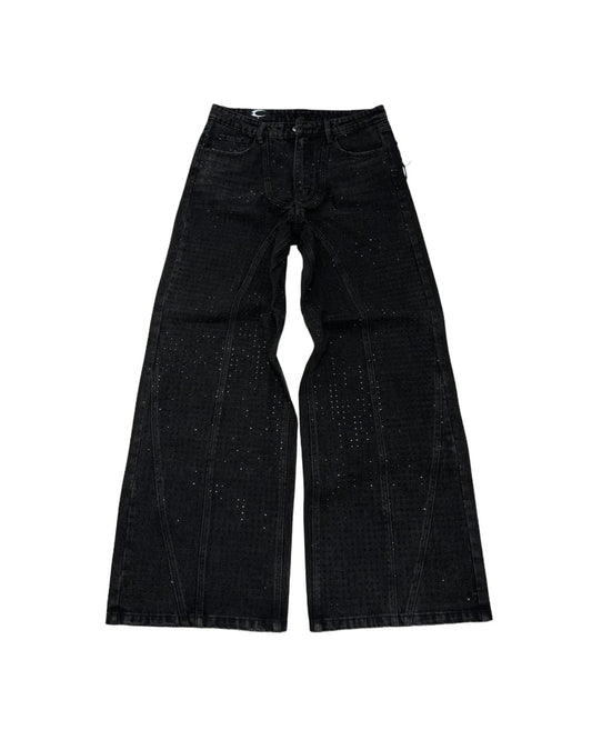 【COZY】 CZ RHINESTONE WASHED JEANS