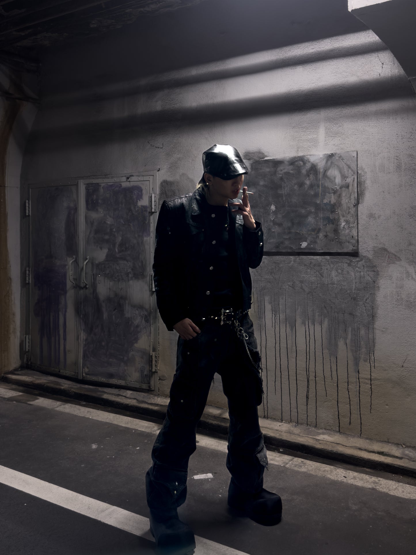 【RICH】Grey Wash Cargo Flare Pants
