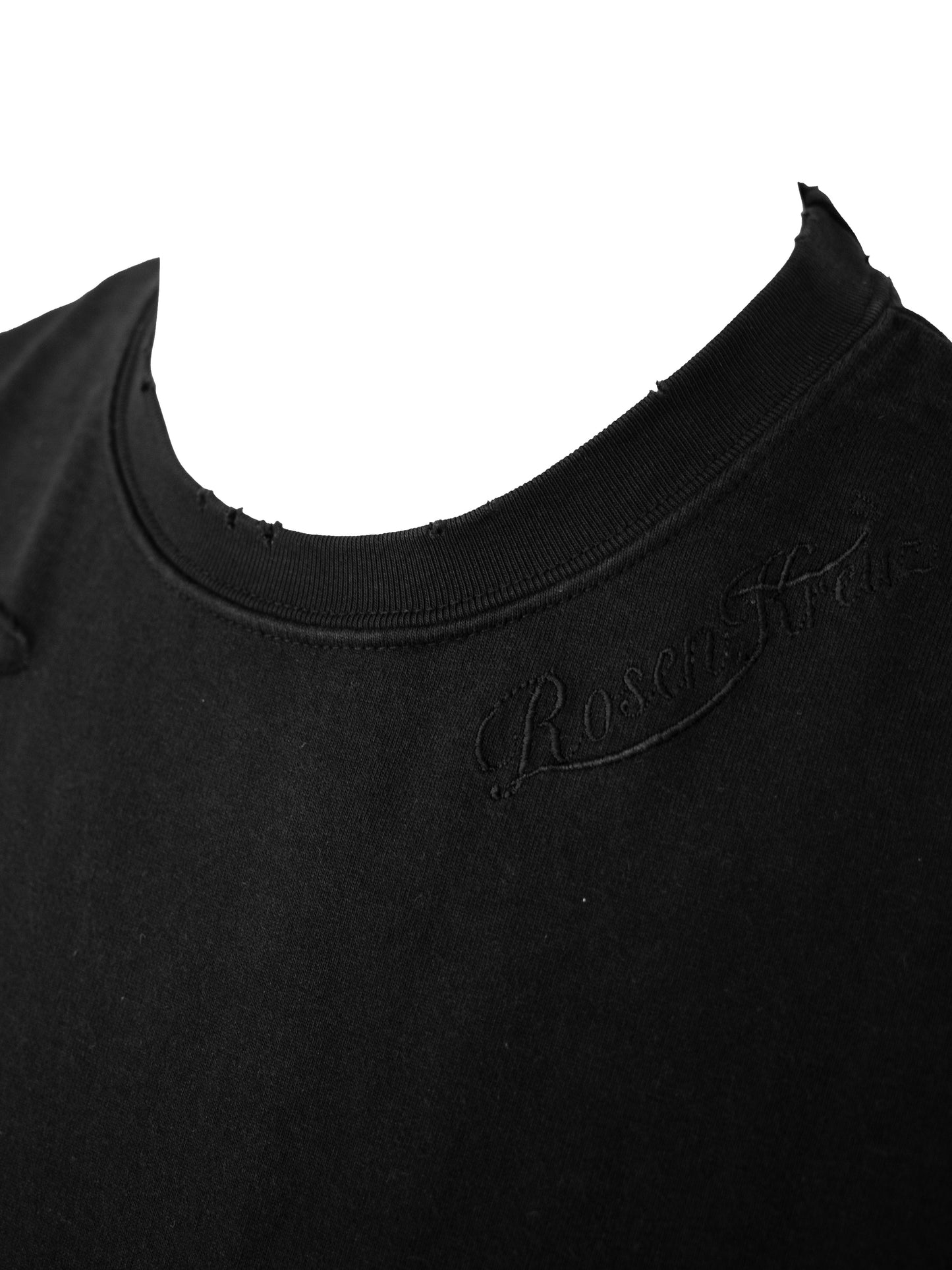 【ROSEN KREUZ】BOXY FIT LAYERED DAMAGE TEE (Black)