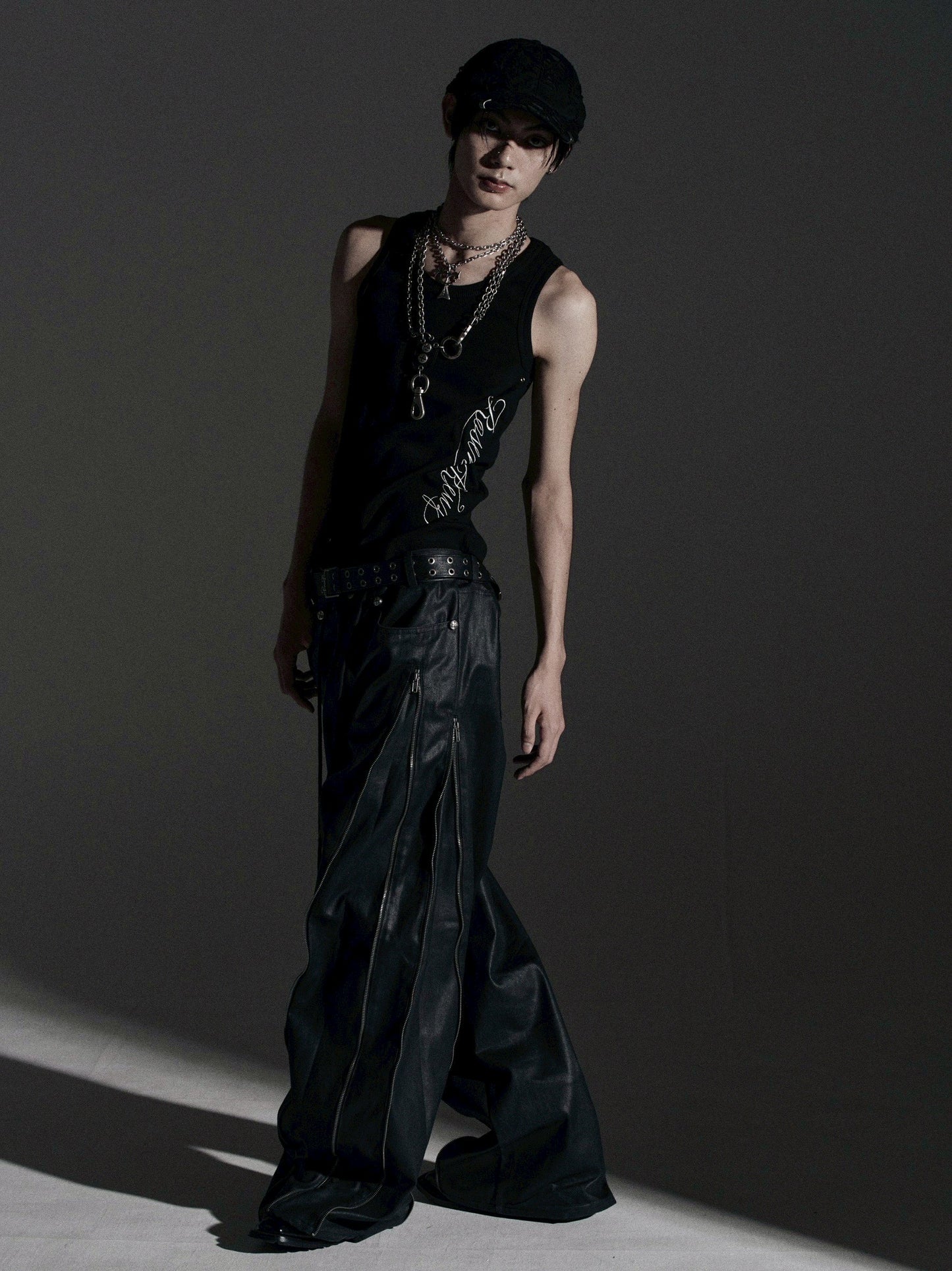 【ROSEN KREUZ】ZIP WIDE BAGGY PANTS (COATING)