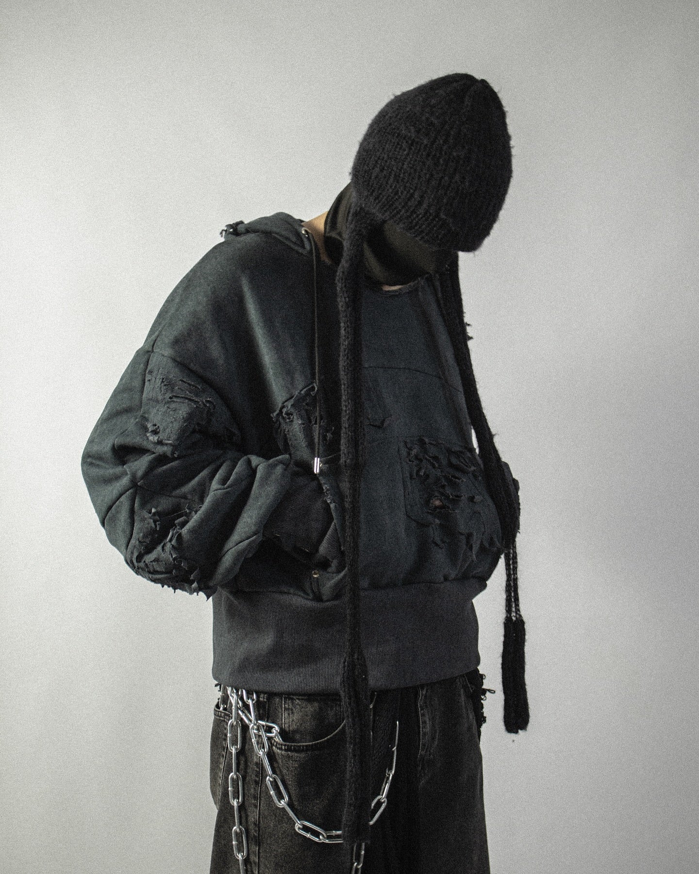 【BOHEME RIOTS】"GEN-2 PATCHED THRASHED HOODIE