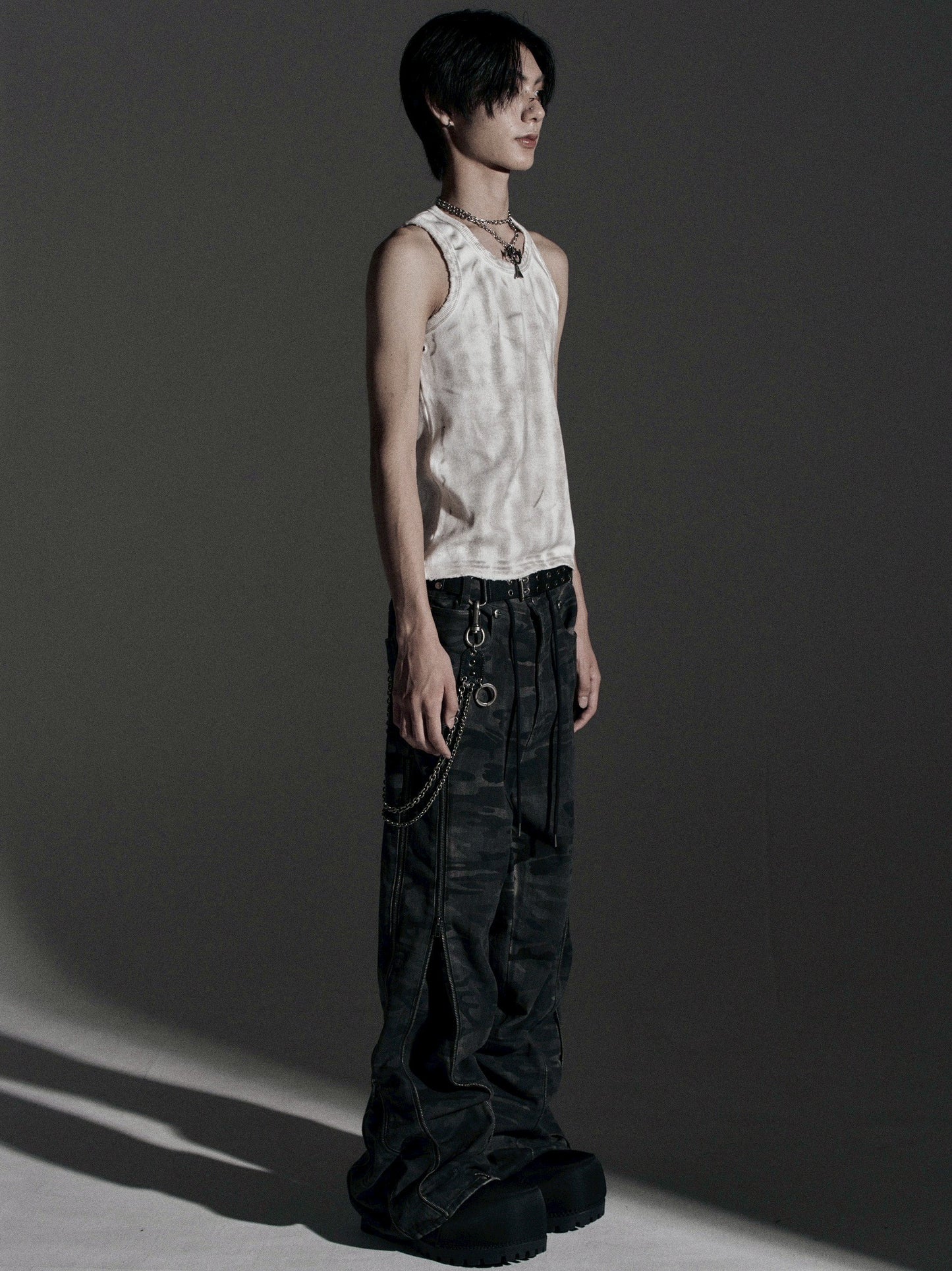 【ROSEN KREUZ】ZIP WIDE BAGGY PANTS (CAMOU)