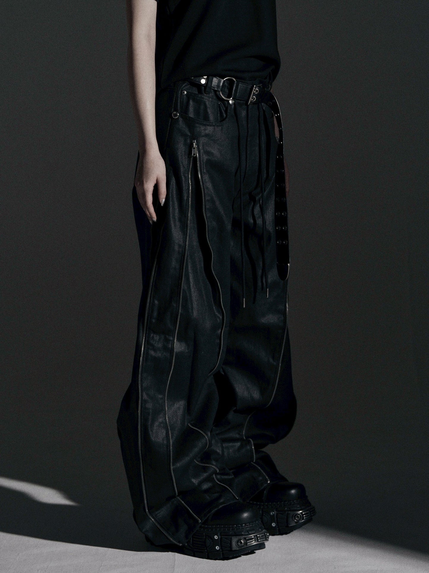 【ROSEN KREUZ】ZIP WIDE BAGGY PANTS (COATING)