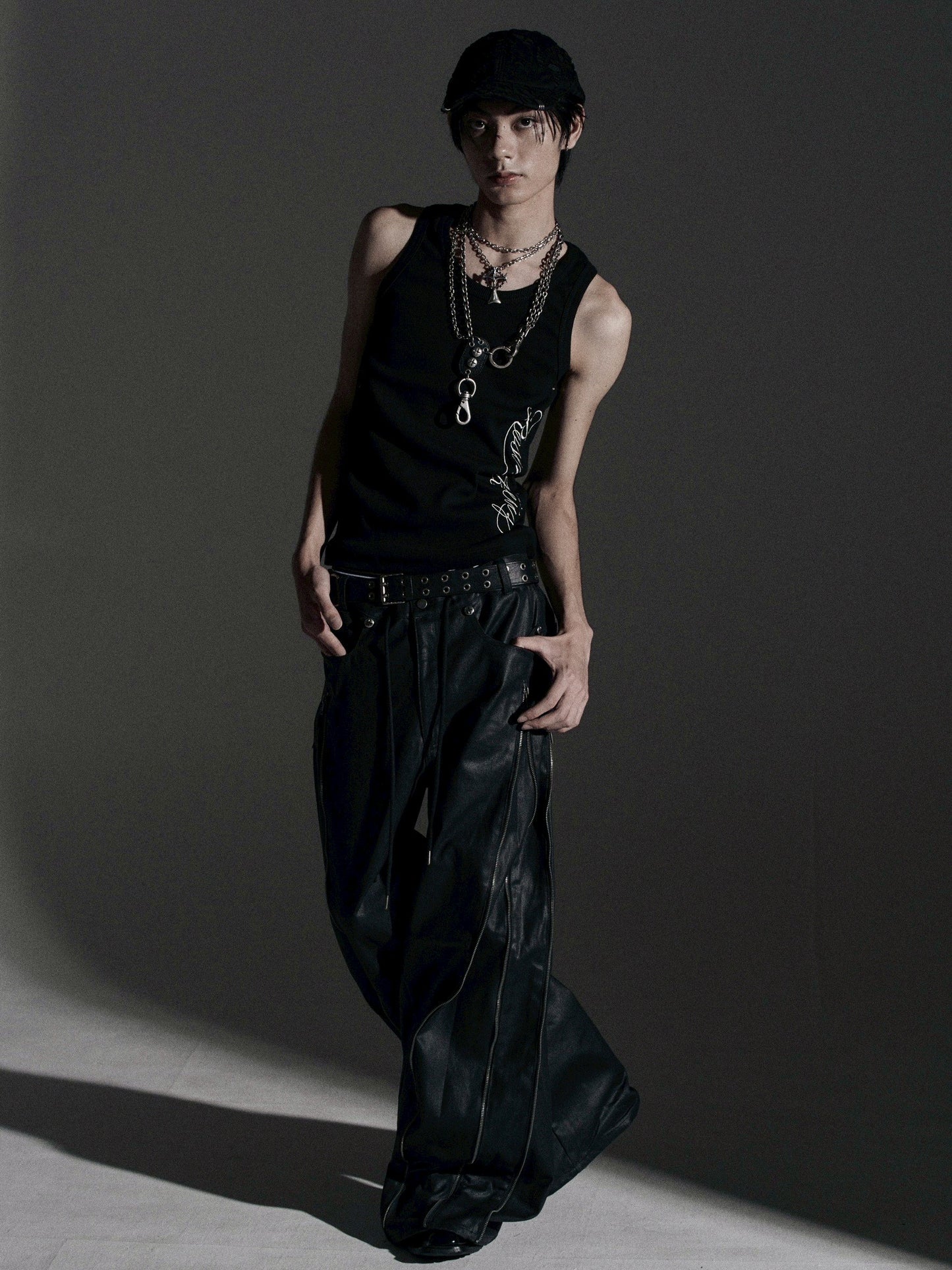 【ROSEN KREUZ】ZIP WIDE BAGGY PANTS (COATING)