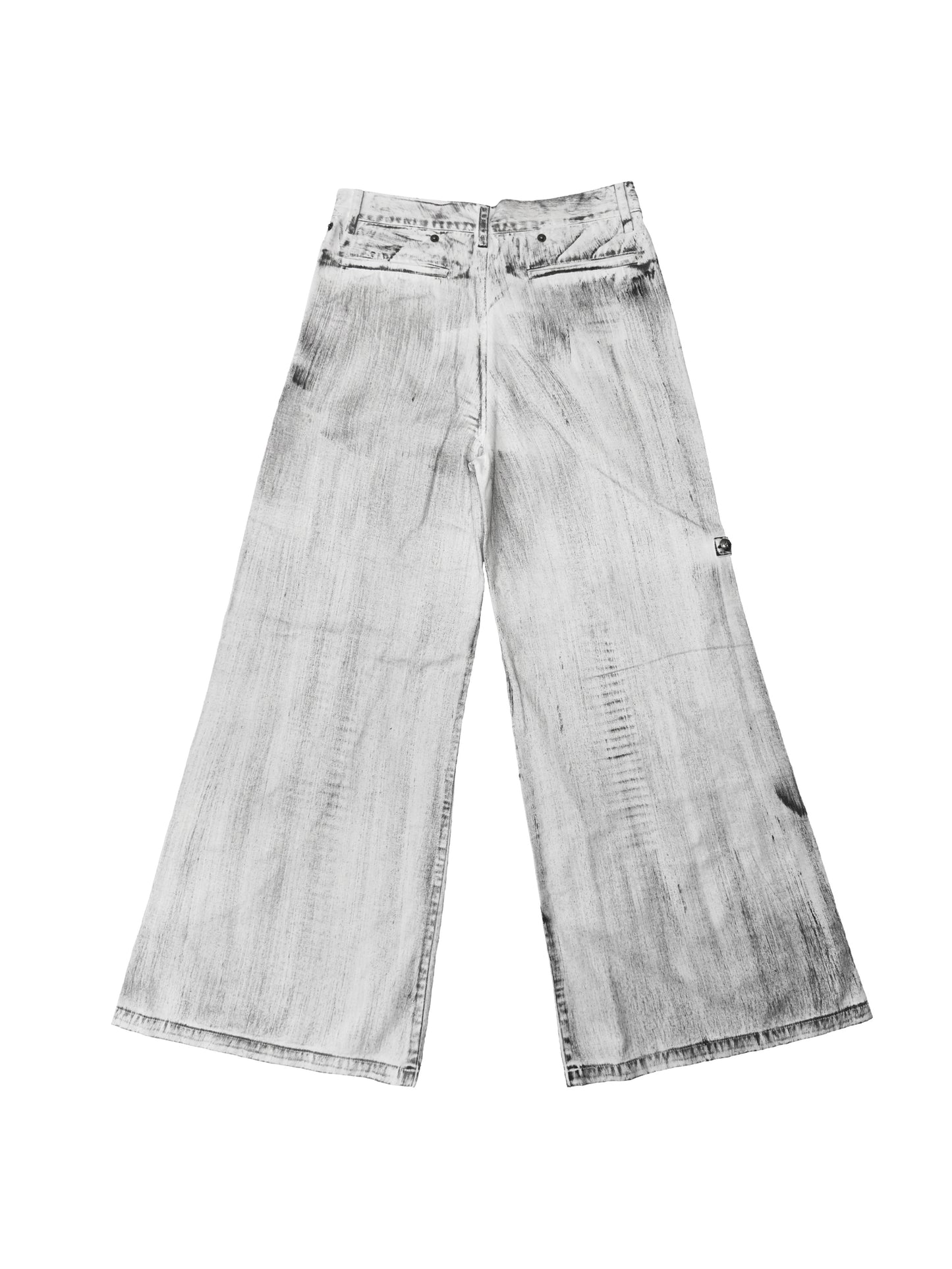【ROSEN KREUZ】DOCKING SKIRT FLARE WIDE PANTS ( WASHED WHITE)