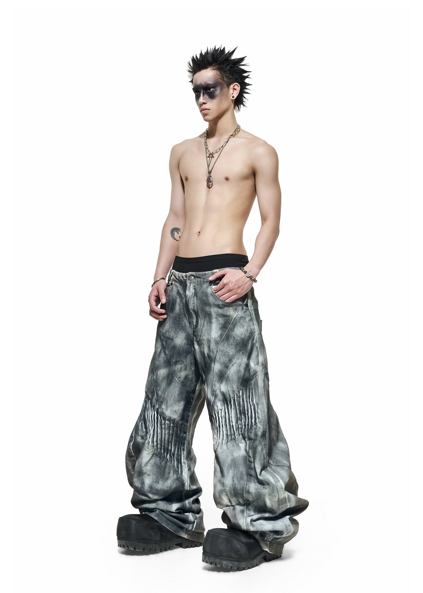 【RICH】Dust Wash White Pants
