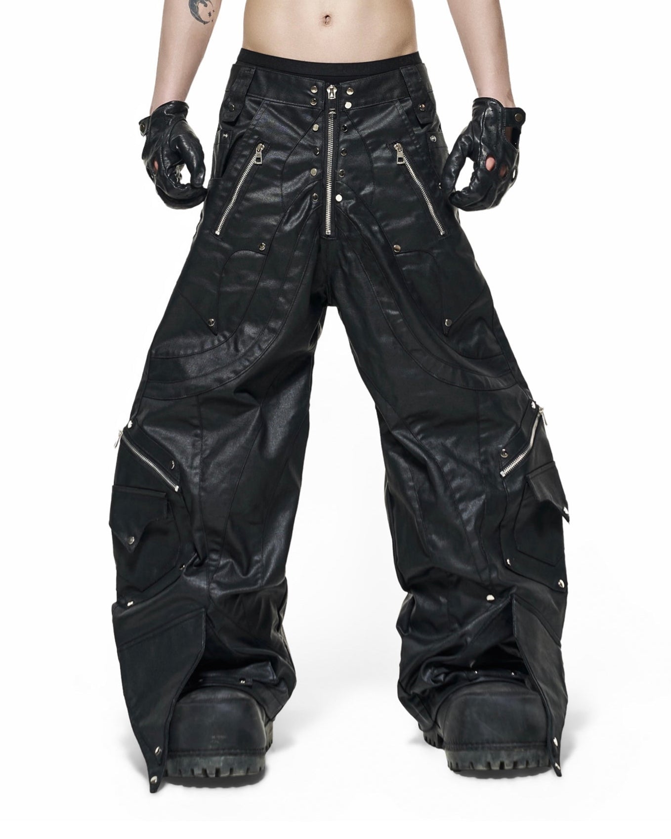 【RICH】Knight Wide Waxed Pants