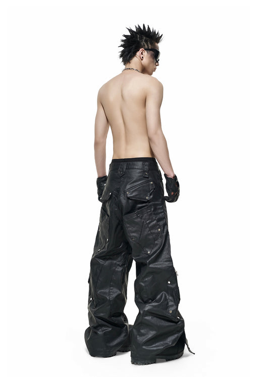 【RICH】Knight Wide Waxed Pants