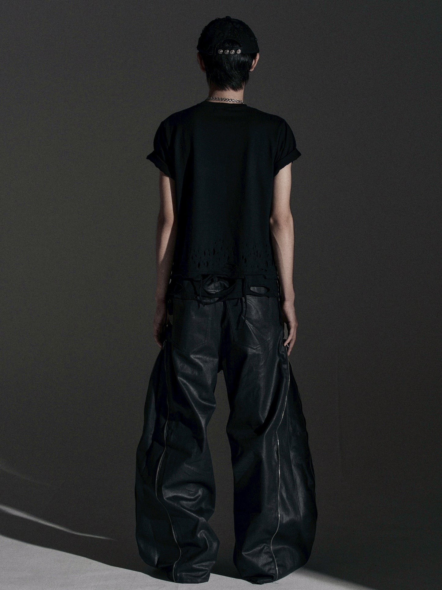 【ROSEN KREUZ】ZIP WIDE BAGGY PANTS (COATING)