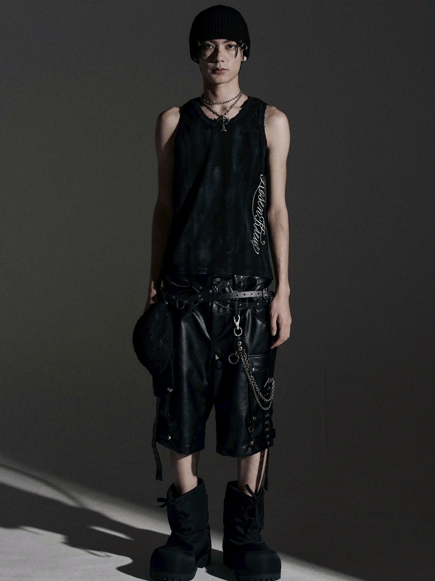 【ROSEN KREUZ】DOUBLE WAIST LEATHER SHORT PANTS