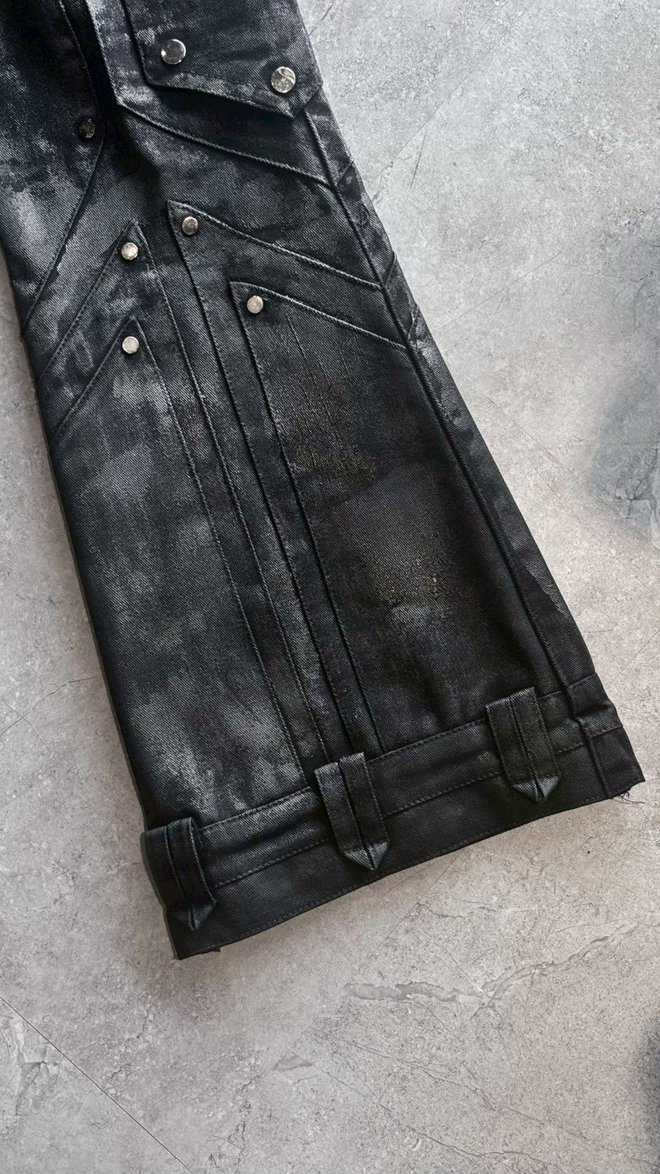 【RICH】 Dark Knight Flare Waxed Pants