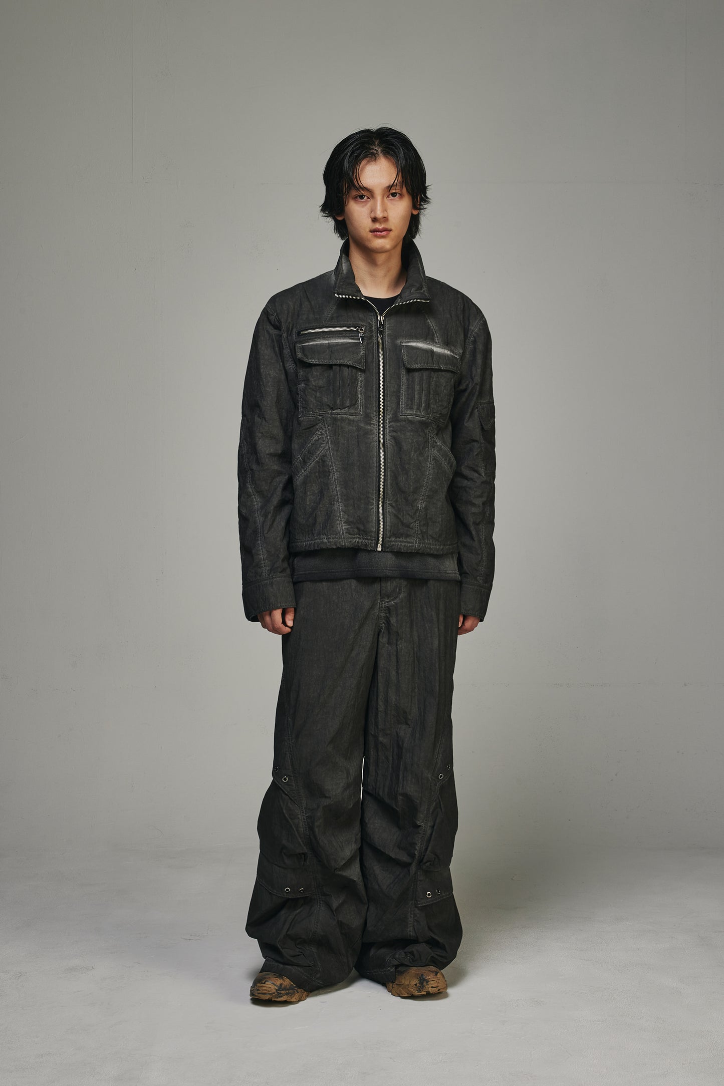 【BLR BLUER】Dyed Multi-Pocket Nylon Parachute Pants
