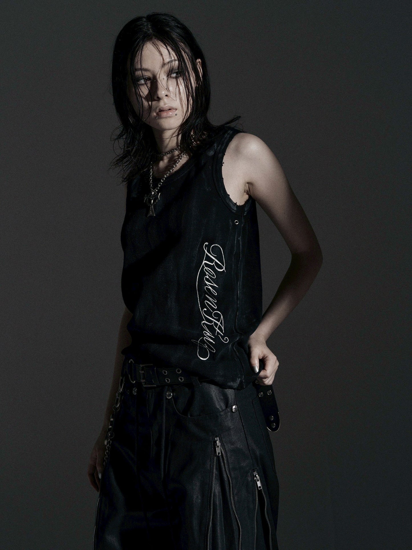 【ROSEN KREUZ】ASHES HALO TANK TOP (Dirty black)
