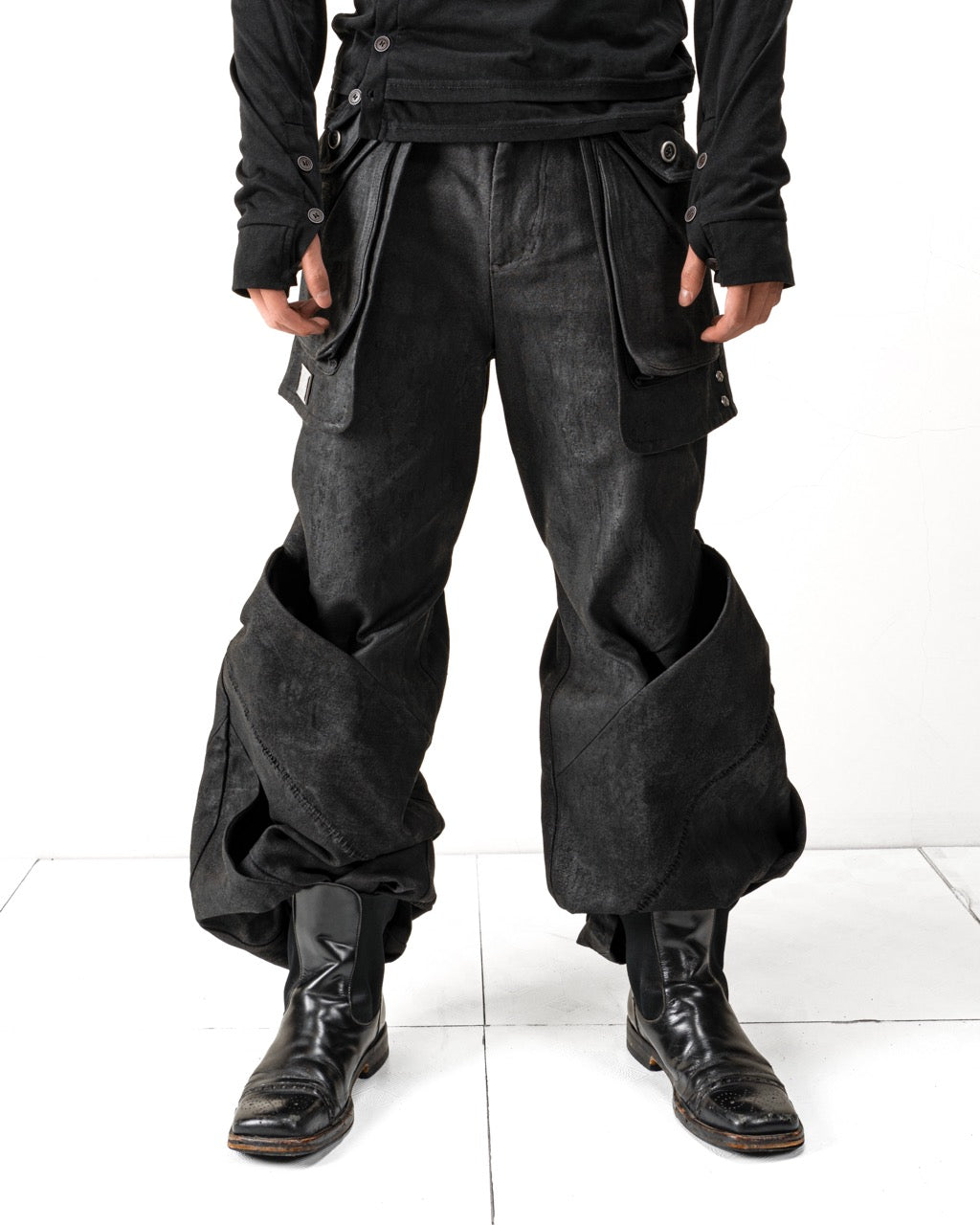 【HARDBOILED】"Charcoal" Waxed Denim Flare