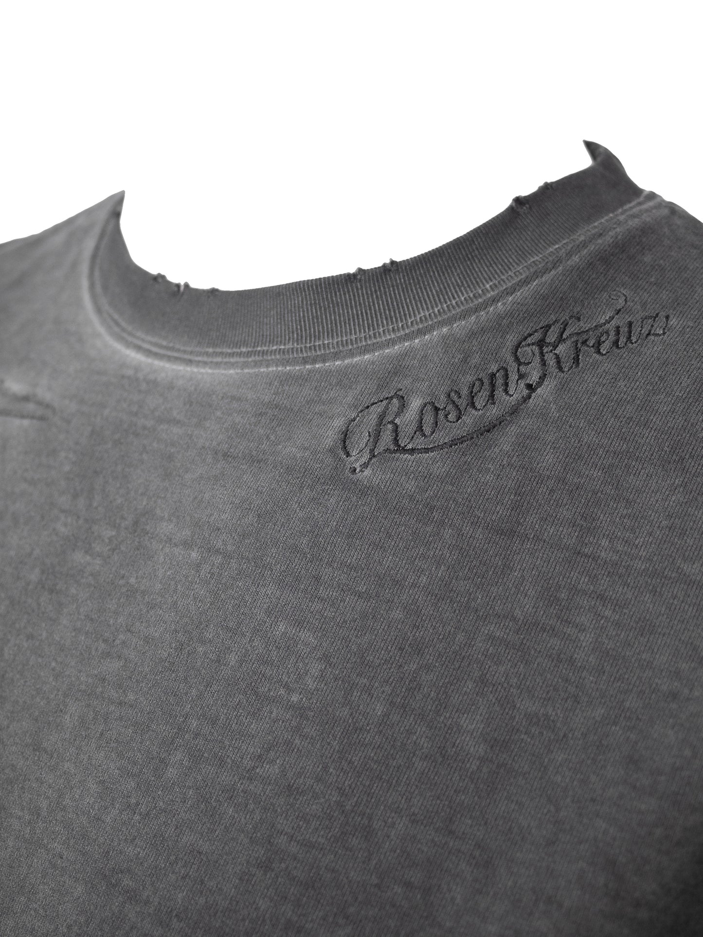 【ROSEN KREUZ】BOXY FIT LAYERED DAMAGE TEE (Dirty gray)