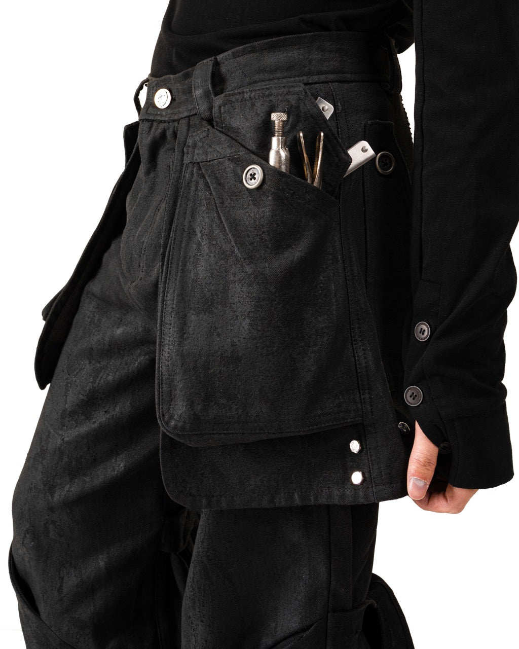 【HARDBOILED】"Charcoal" Waxed Denim Flare