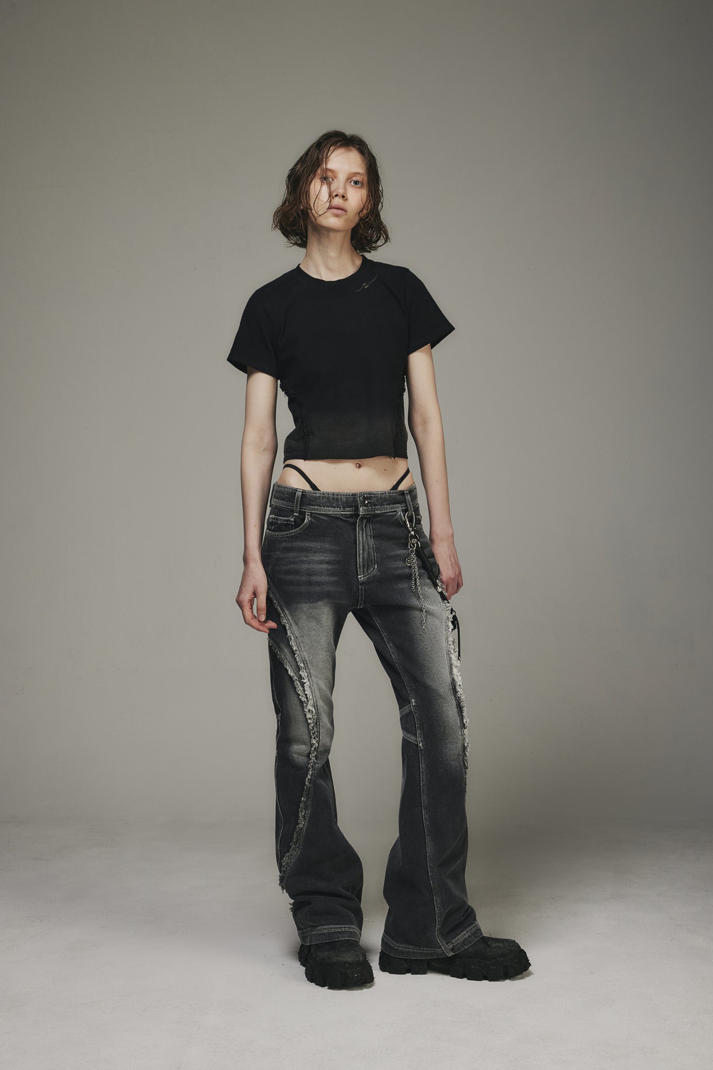 【BLR BLUER】Destroyed Gradation Washed Short