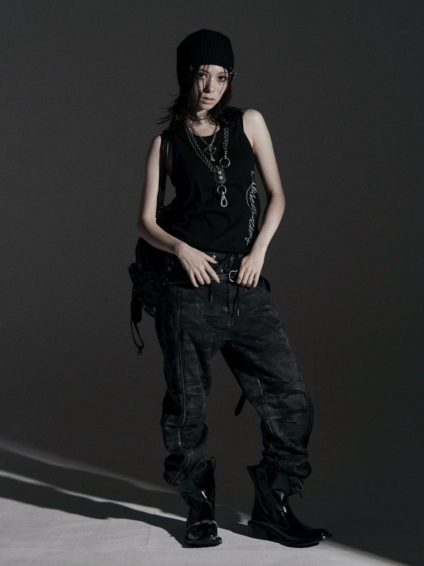 【ROSEN KREUZ】ZIP WIDE BAGGY PANTS (CAMOU)