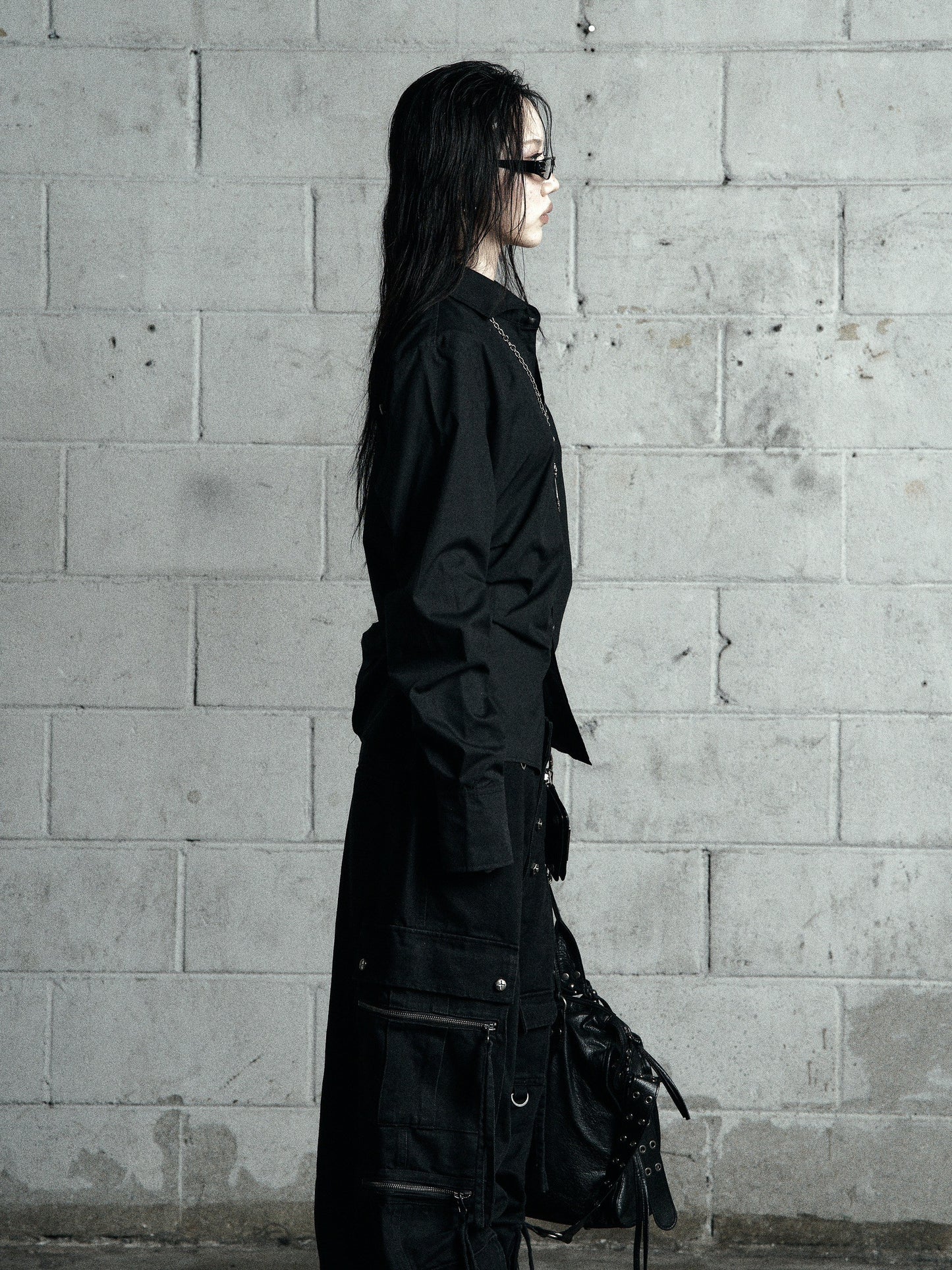 【ROSEN KREUZ】BACK CROSS CROPPED SHIRT BLACK