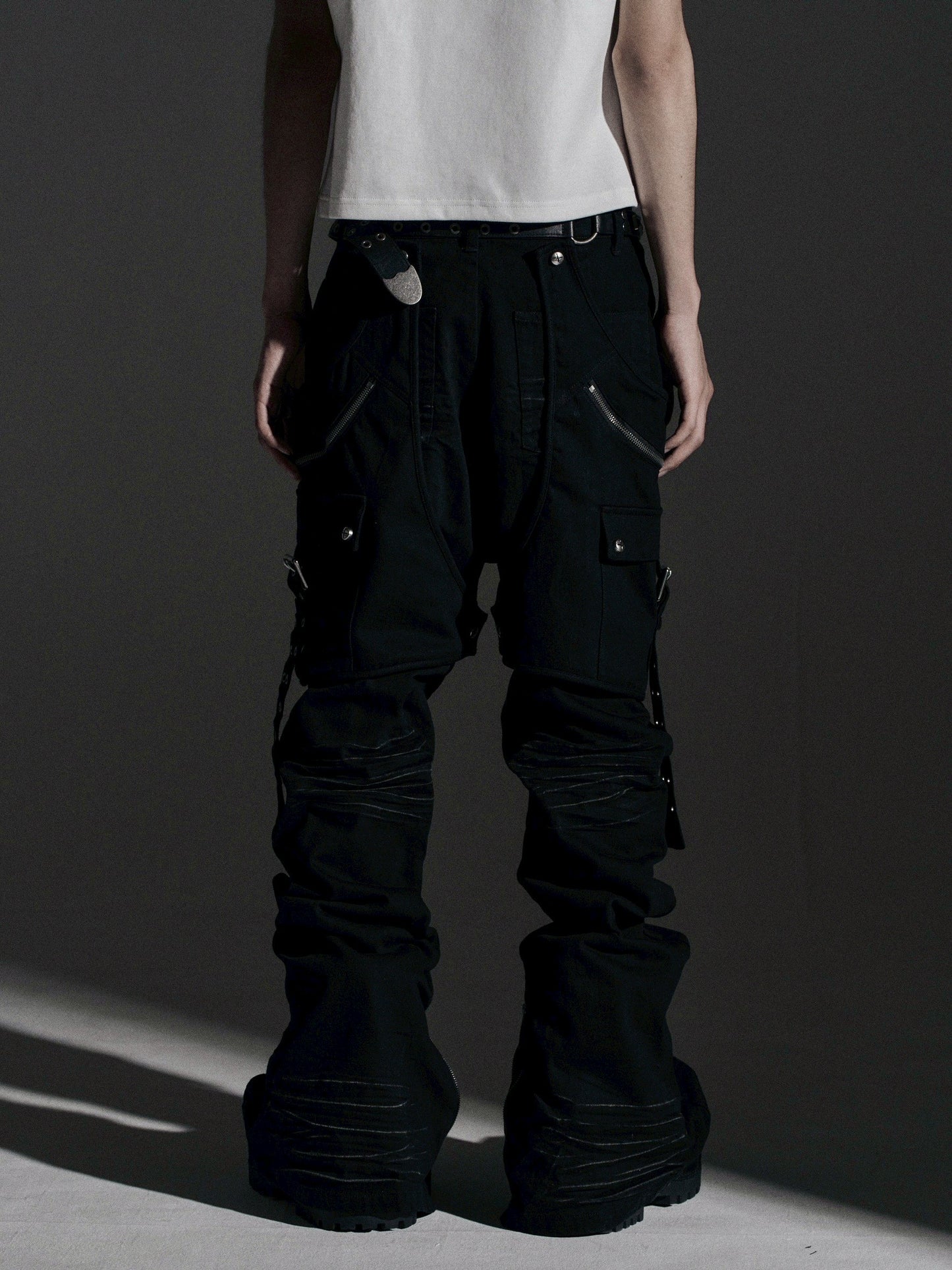 【ROSEN KREUZ】SIDE BELT DOCKING FLARE PANTS (Denim)