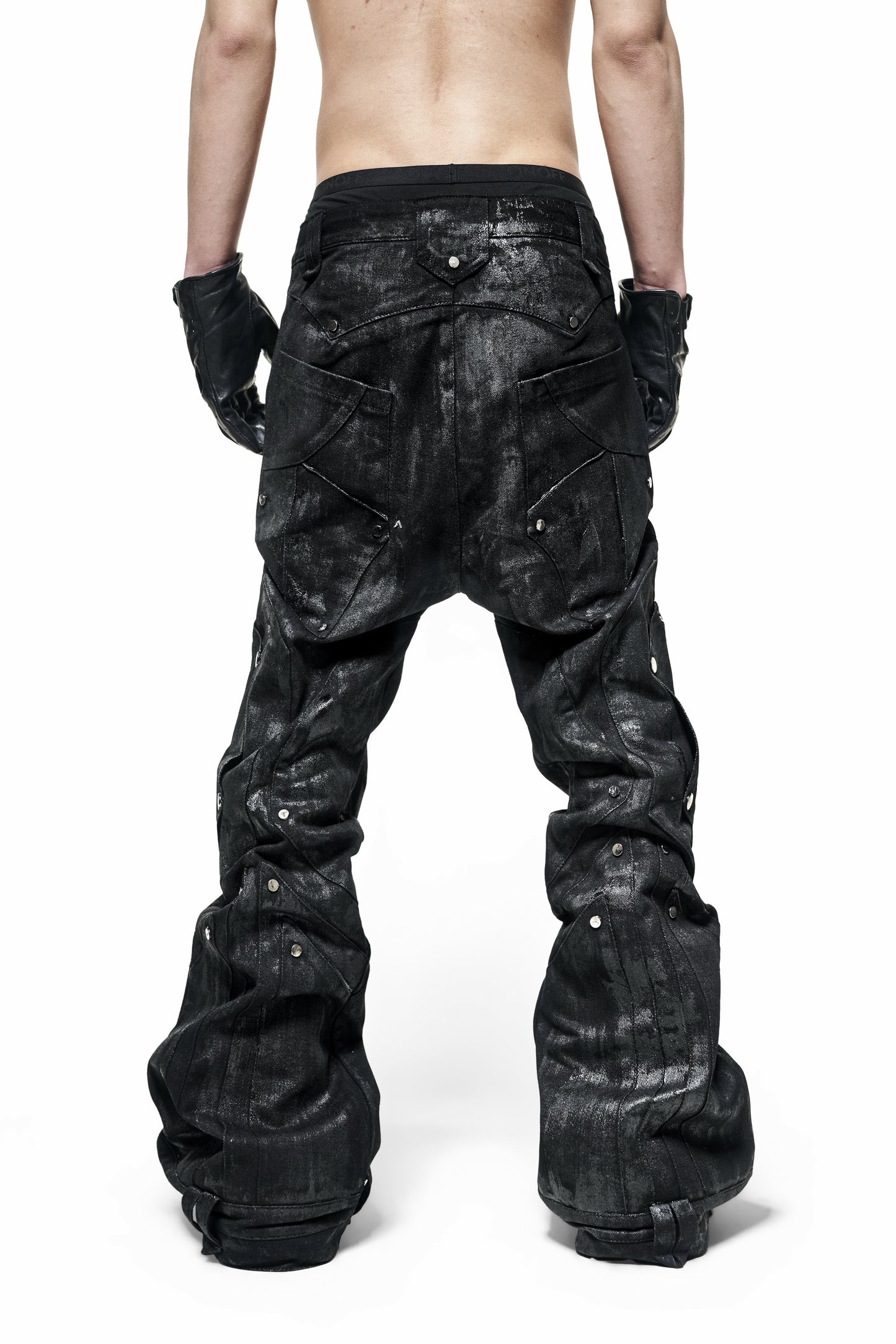 【RICH】 Dark Knight Flare Waxed Pants