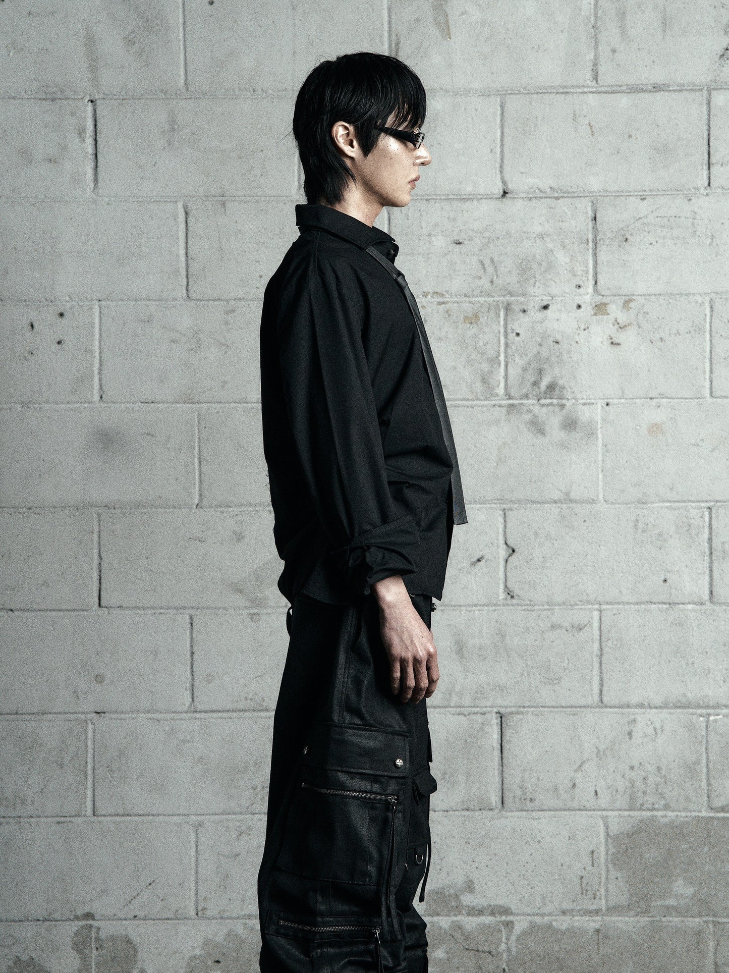 【ROSEN KREUZ】BACK CROSS CROPPED SHIRT BLACK