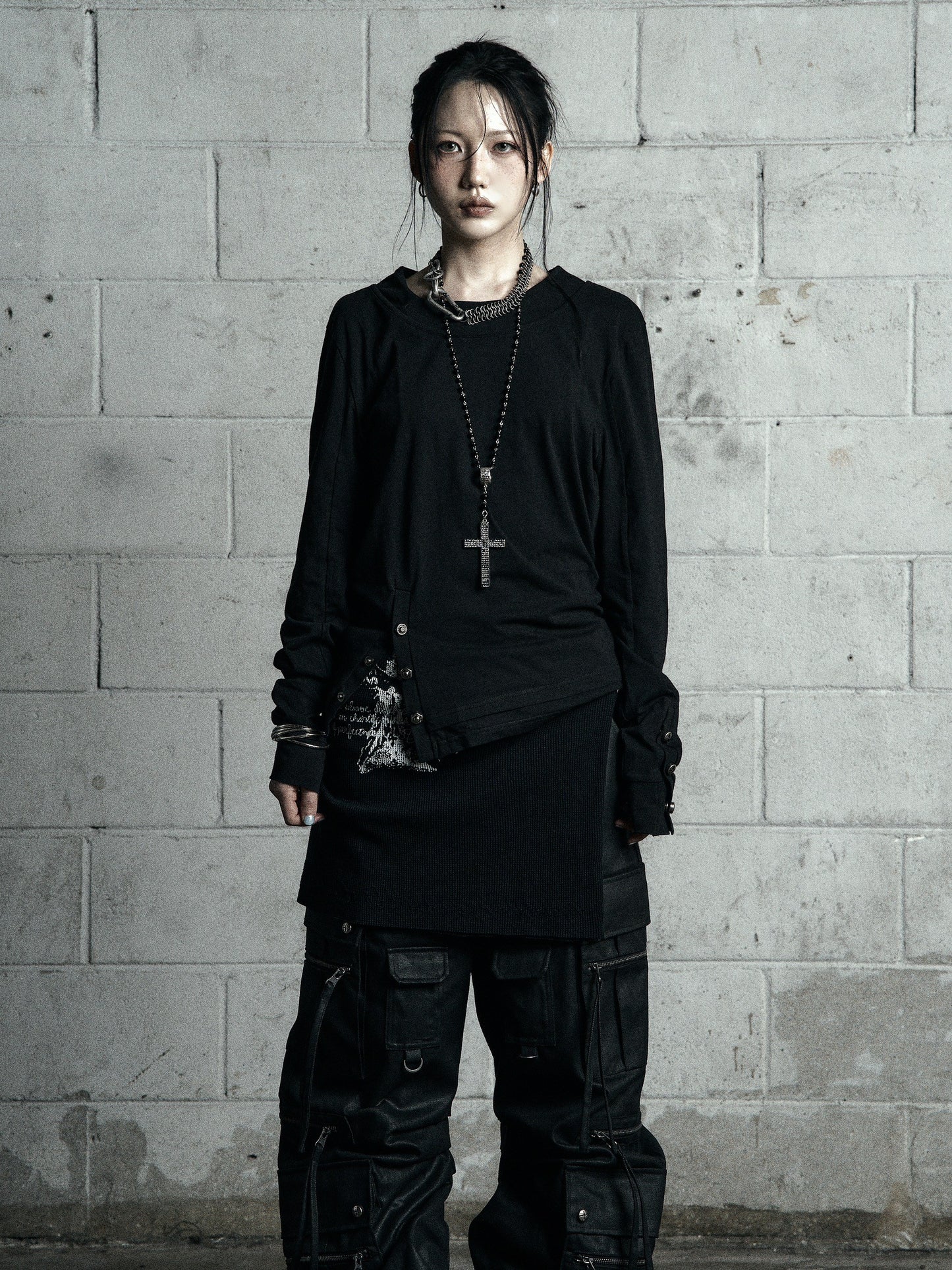 【ROSEN KREUZ】BTIGHT FIT LAYERED LONG SLEEVES BLACK
