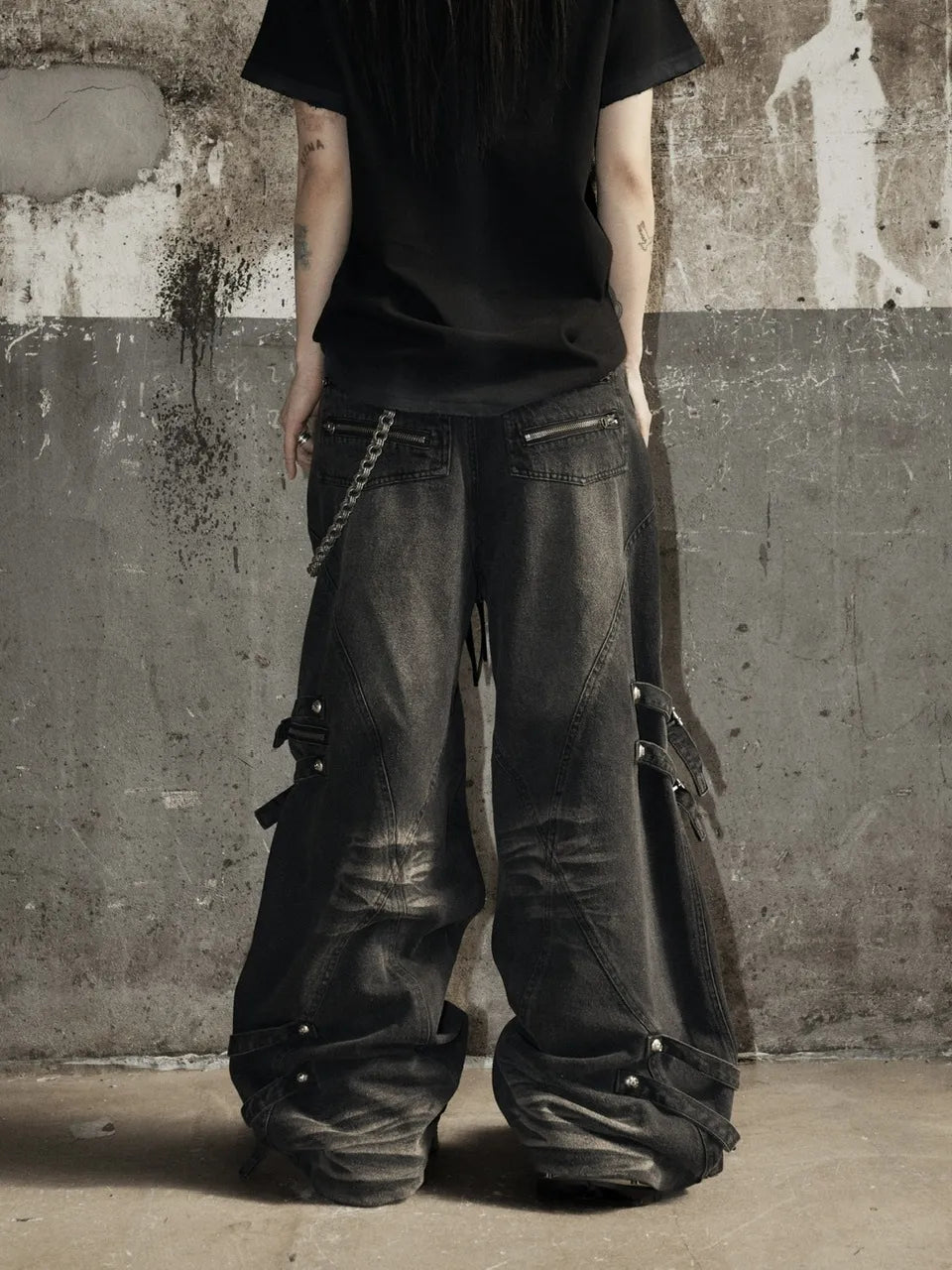 【ROSEN KREUZ】SIDE BELT BIG WIDE PANTS Side Belt Floor-length Pants
